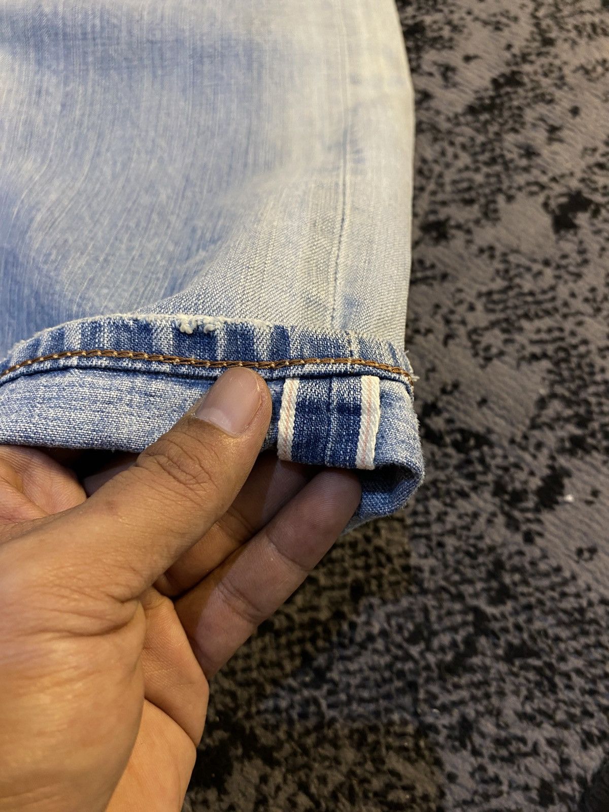 Edwin Vtg Edwin 505z Selvedge Sky Blue Faded Jeans 🔥 Size US 31 - 11 Thumbnail