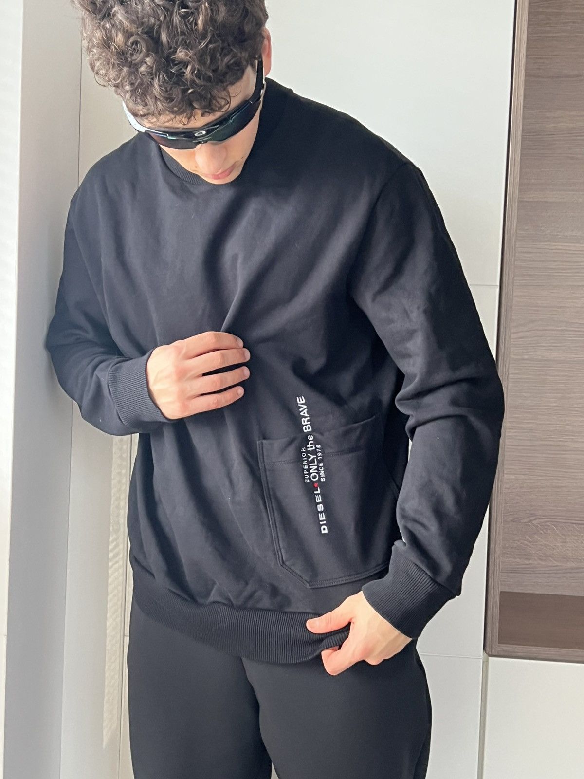 Designer × Diesel ‼️Archival Diesel Knit Logo Pocket “Only The Brave”Sweatshirt Size US XL / EU 56 / 4 - 23 Thumbnail