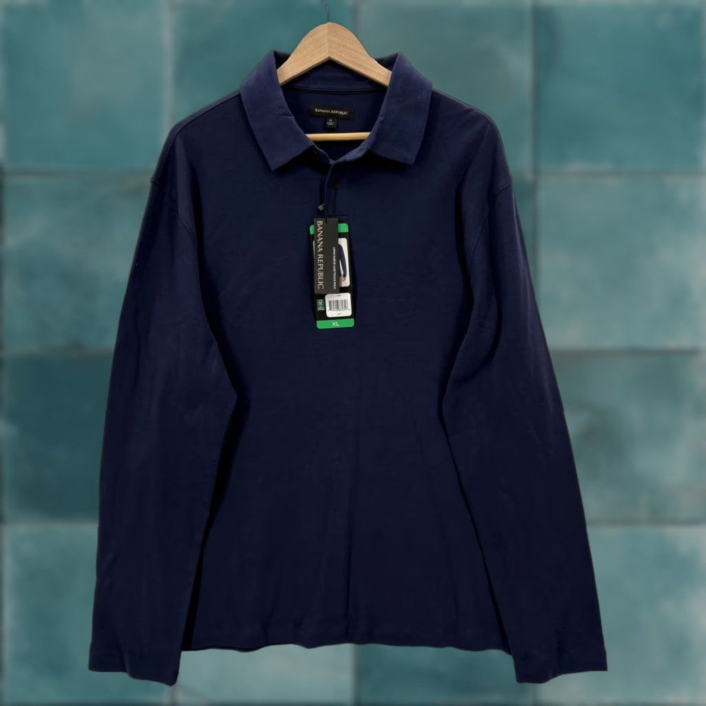 Banana Republic Banana Republic Luxe Touch Polo Shirt Mens XL Blue Long Sleeve Cotton Casual NWT Size US XL / EU 56 / 4 - 1 Thumbnail