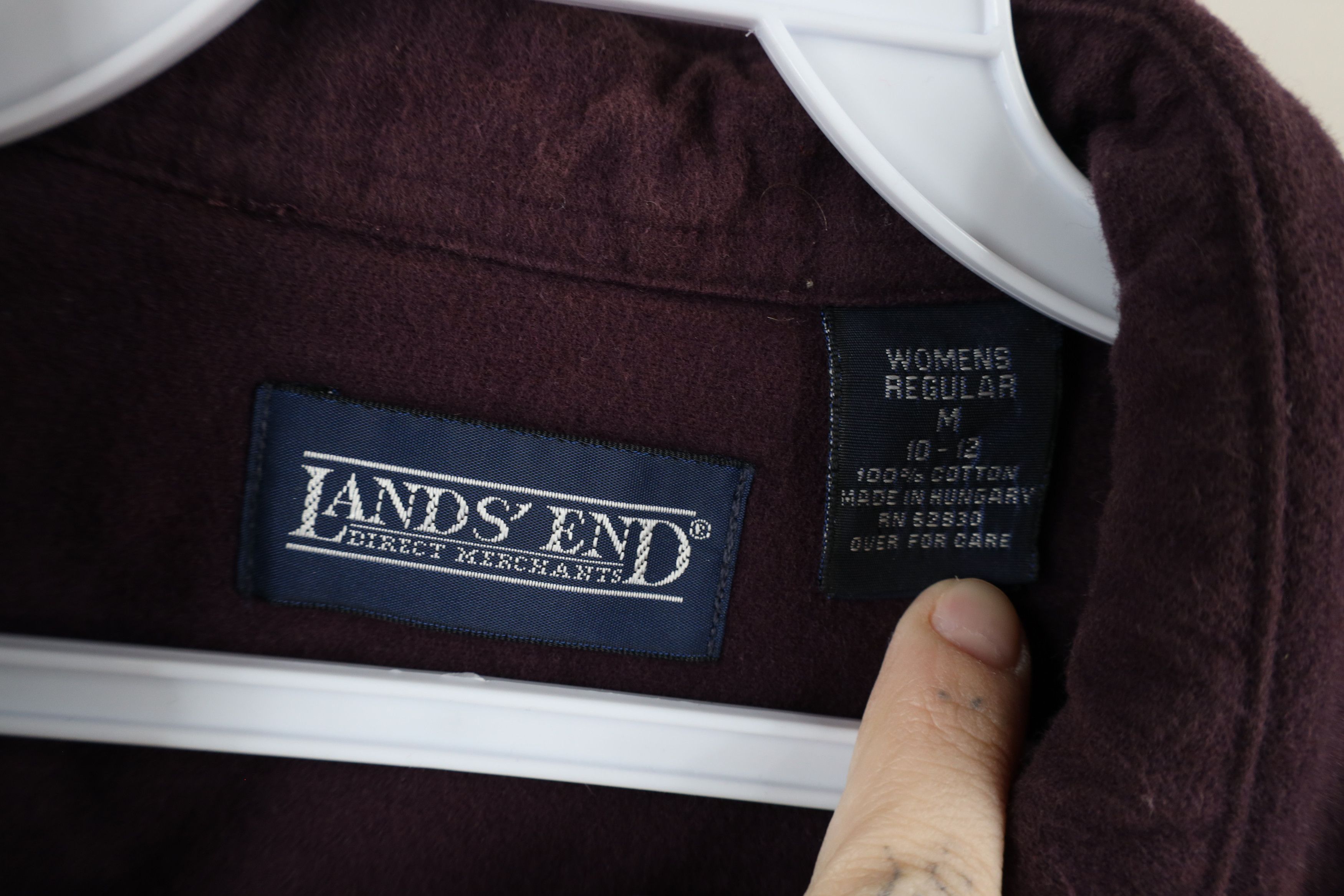 Lands' End × Vintage Vintage 90s Lands End Chamois Cloth Button Shirt Purple Size M / US 6-8 / IT 42-44 - 8 Thumbnail