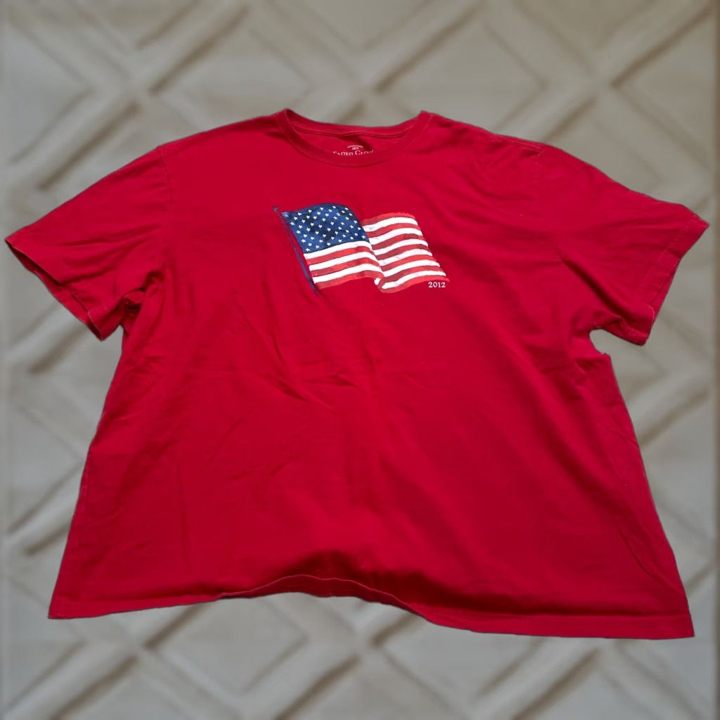 Faded Glory Faded Glory Shirt Mens 2XL Red Short Sleeve USA American Flag Graphic Cotton T-Shirt Mens Size US XXL / EU 58 / 5 - 1 Thumbnail