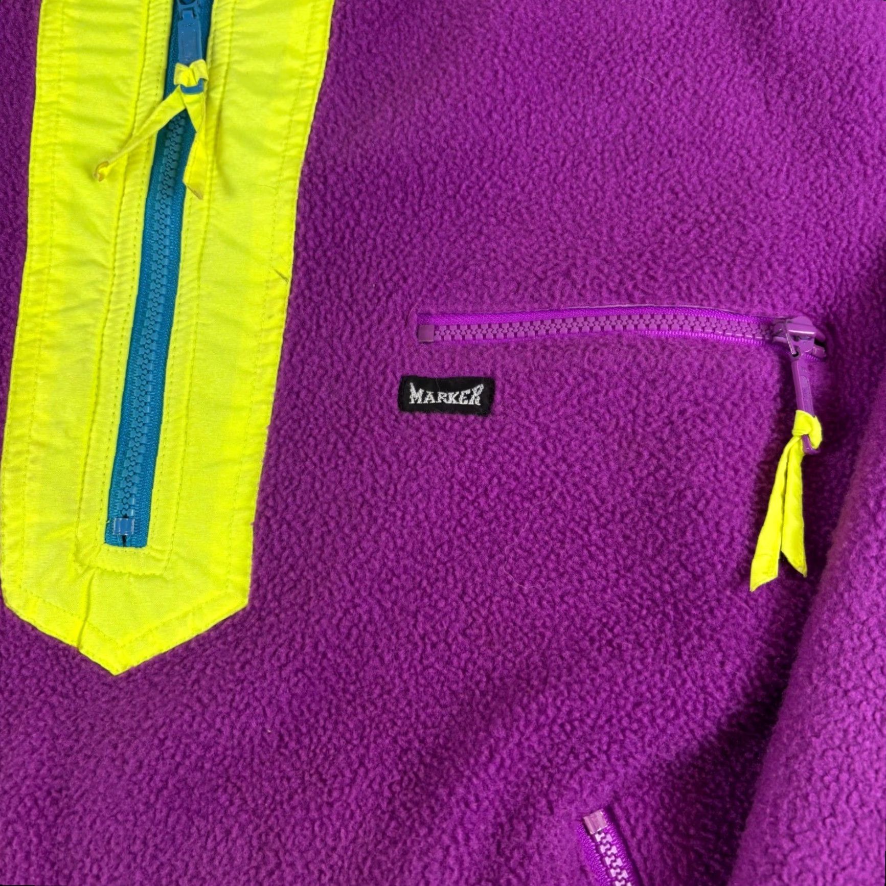 Barker VINTAGE Marker Fleece Quarter Zip Pullover Jacket Adult Men Large Purple 90s Ski Causal Zipper Pockets Logo Size US L / EU 52-54 / 3 - 8 Thumbnail