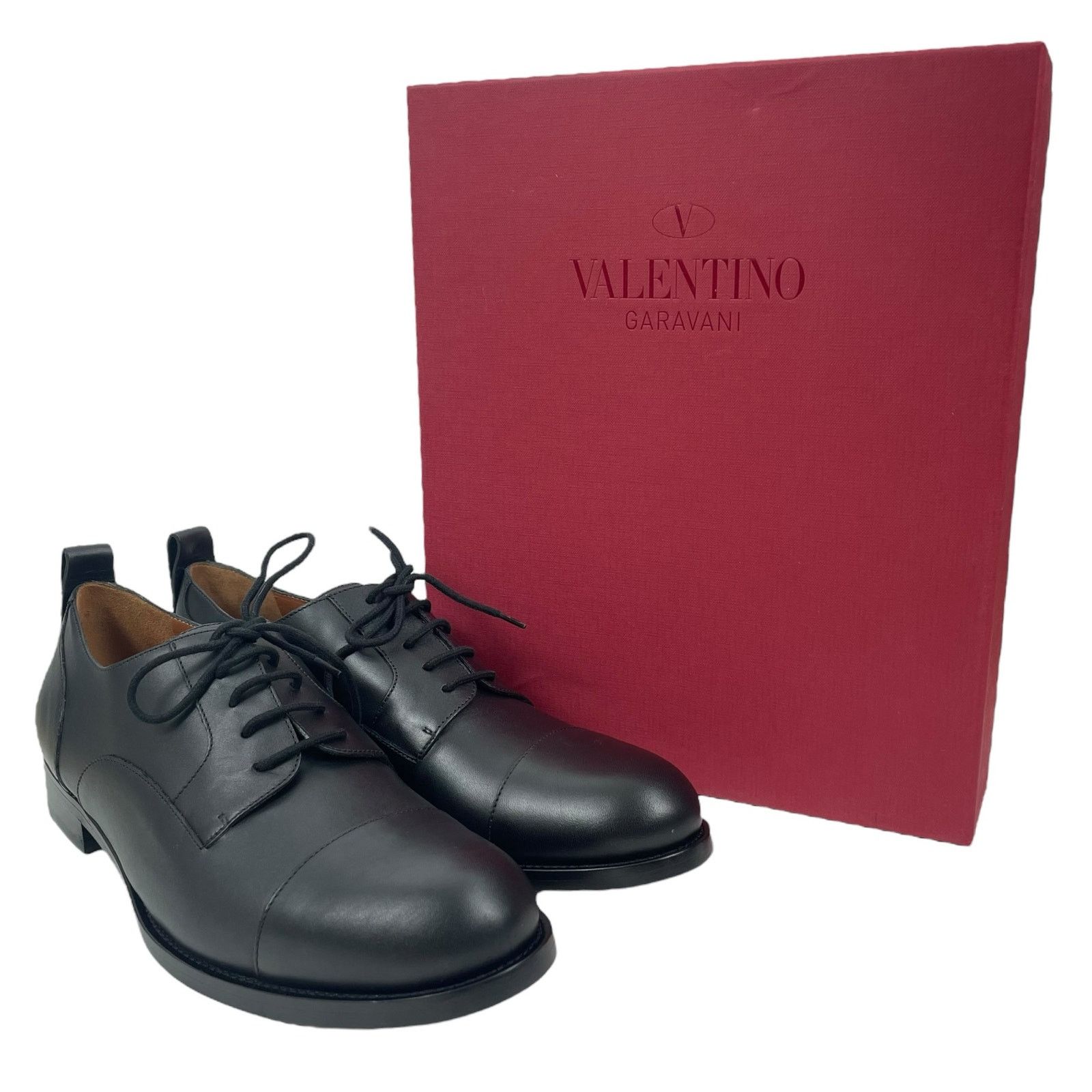 Valentino Garavani Black Derby Divise Leather Shoes Lace Up