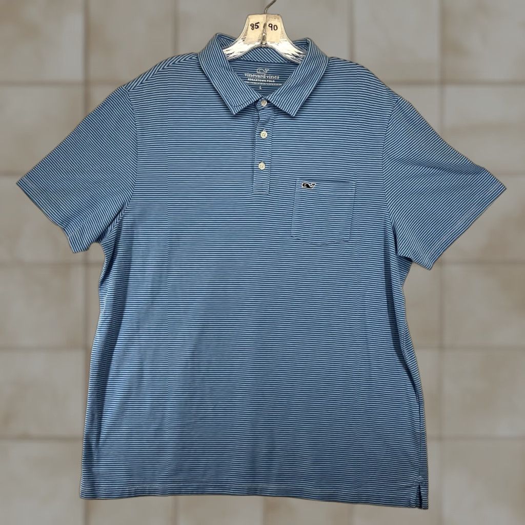 Vineyard Vines Vineyard Vines Polo Shirt Large Striped Edgartown Pocket Blue Regular Fit Short Sleeve Men Mens Shirt Size US L / EU 52-54 / 3 - 1 Thumbnail