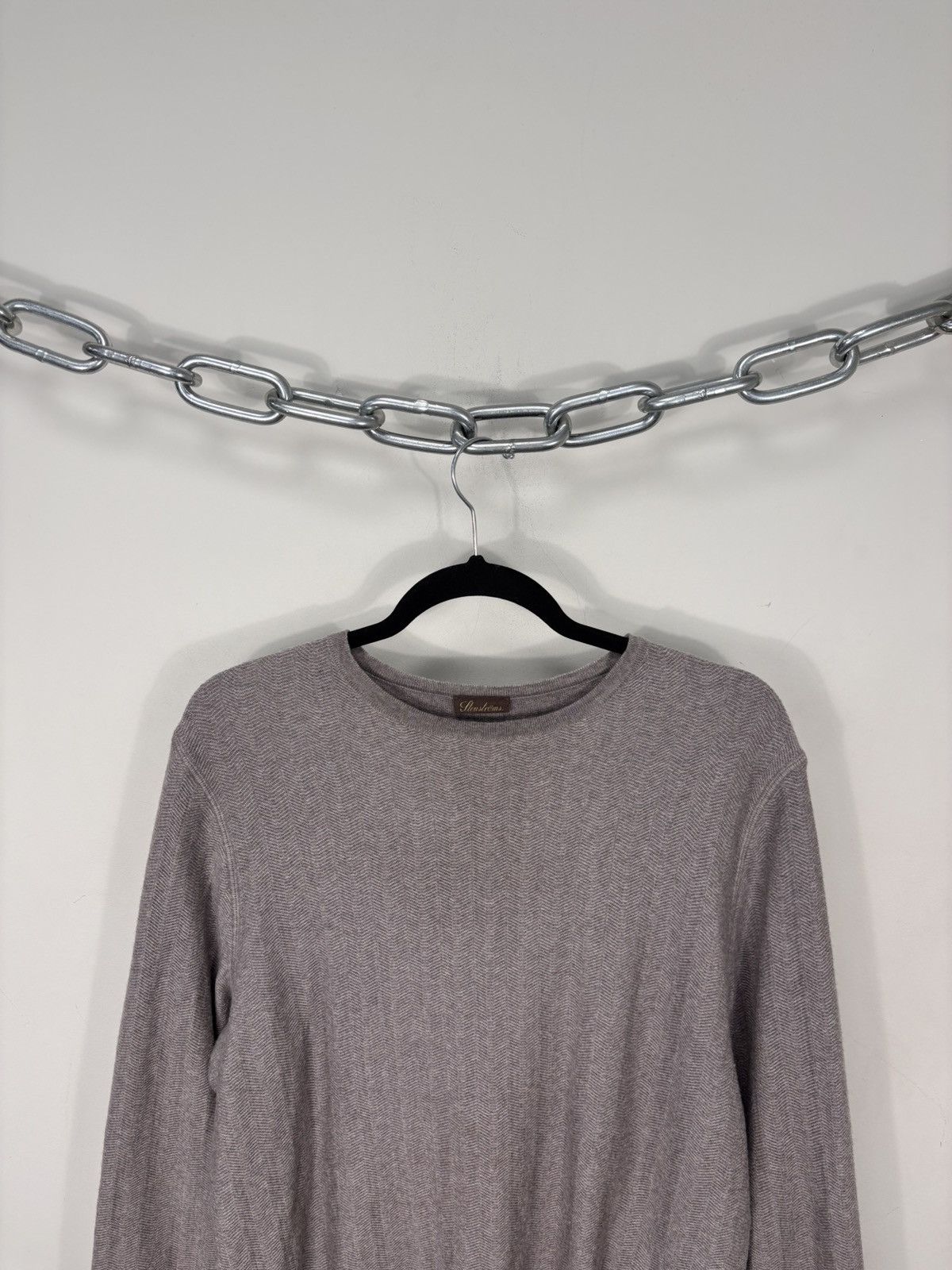Strenstroms Stenstroms Men’s Light Brown/Beige Herringbone Wool Sweater Size US L / EU 52-54 / 3 - 2 Thumbnail