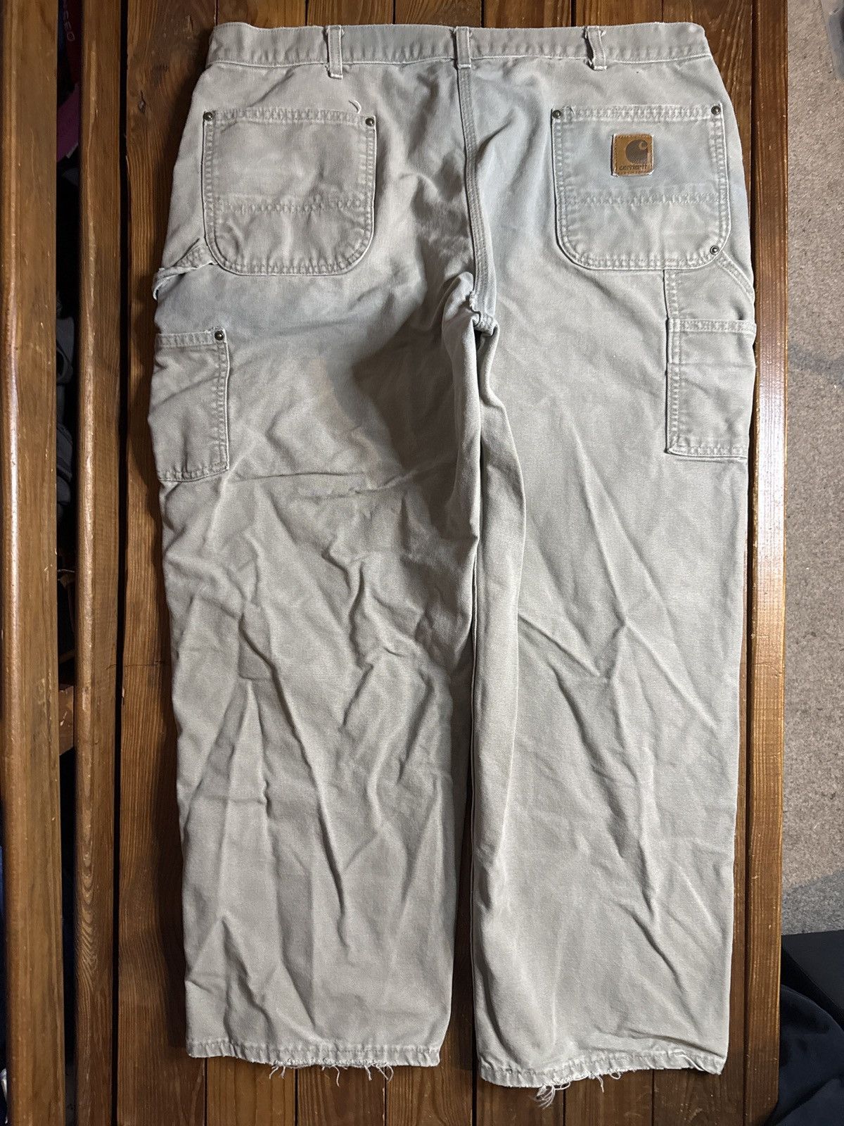 Carhartt Vintage 90s Carhartt USA Grey Faded Double Knee Pants Size US 38 / EU 54 - 2 Thumbnail