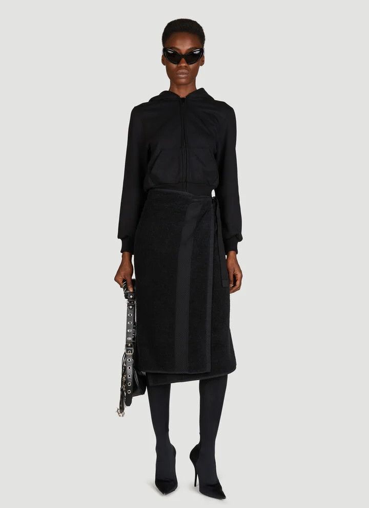 Balenciaga o1w1db10226 Towel Skirt in Black Size 26" / US 2 / IT 38 - 2 Thumbnail