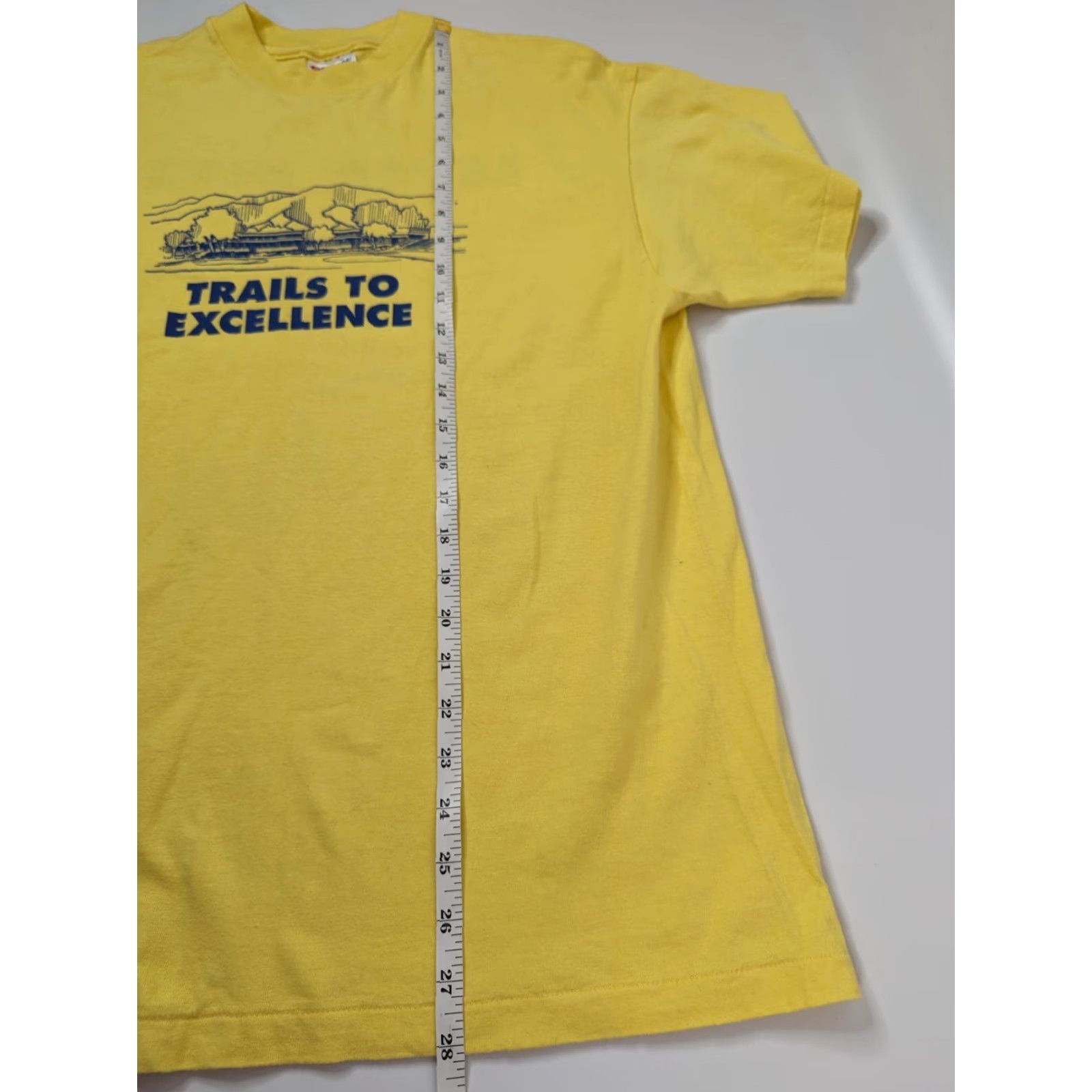 Hanes VINTAGE Hanes Beefy-T Shirt L Mens Yellow 100% Cotton Short Sleeve Crew Neck Graphic Tee USA Racing 80s 90s Beltsander Size US L / EU 52-54 / 3 - 6 Thumbnail
