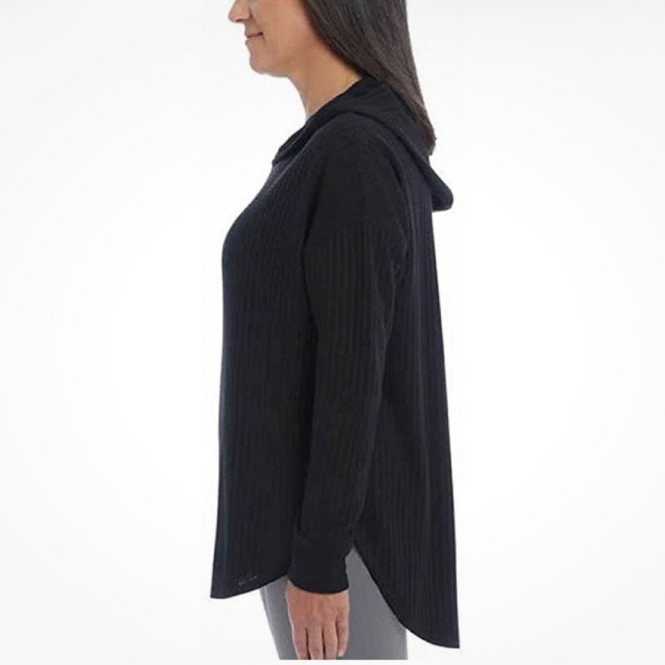 Chaser Brand Chaser Black Waffle Knit Thermal Pullover Hooded Top Shirt Size XS / US 0-2 / IT 36-38 - 8 Thumbnail
