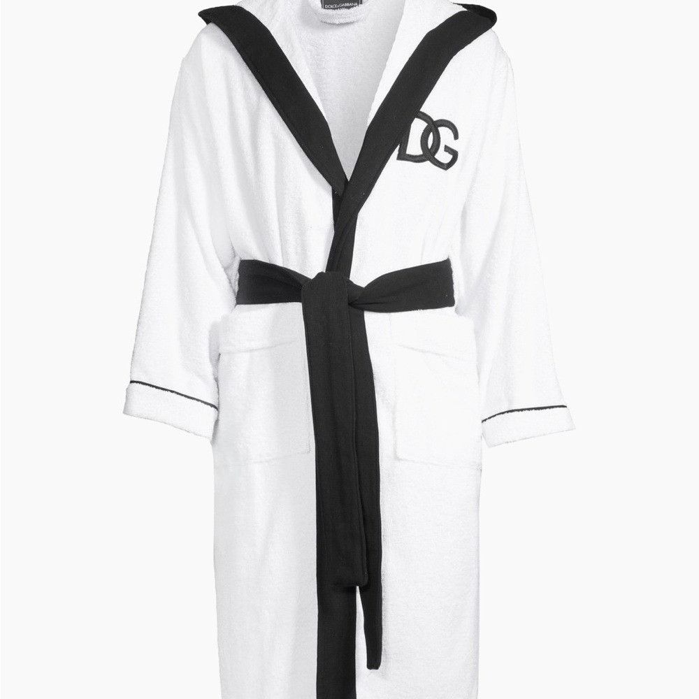 Dolce & Gabbana Dolce & Gabbana Logo Embroidered Bathrobe White Black Men’s Size US M / EU 48-50 / 2 - 1 Thumbnail