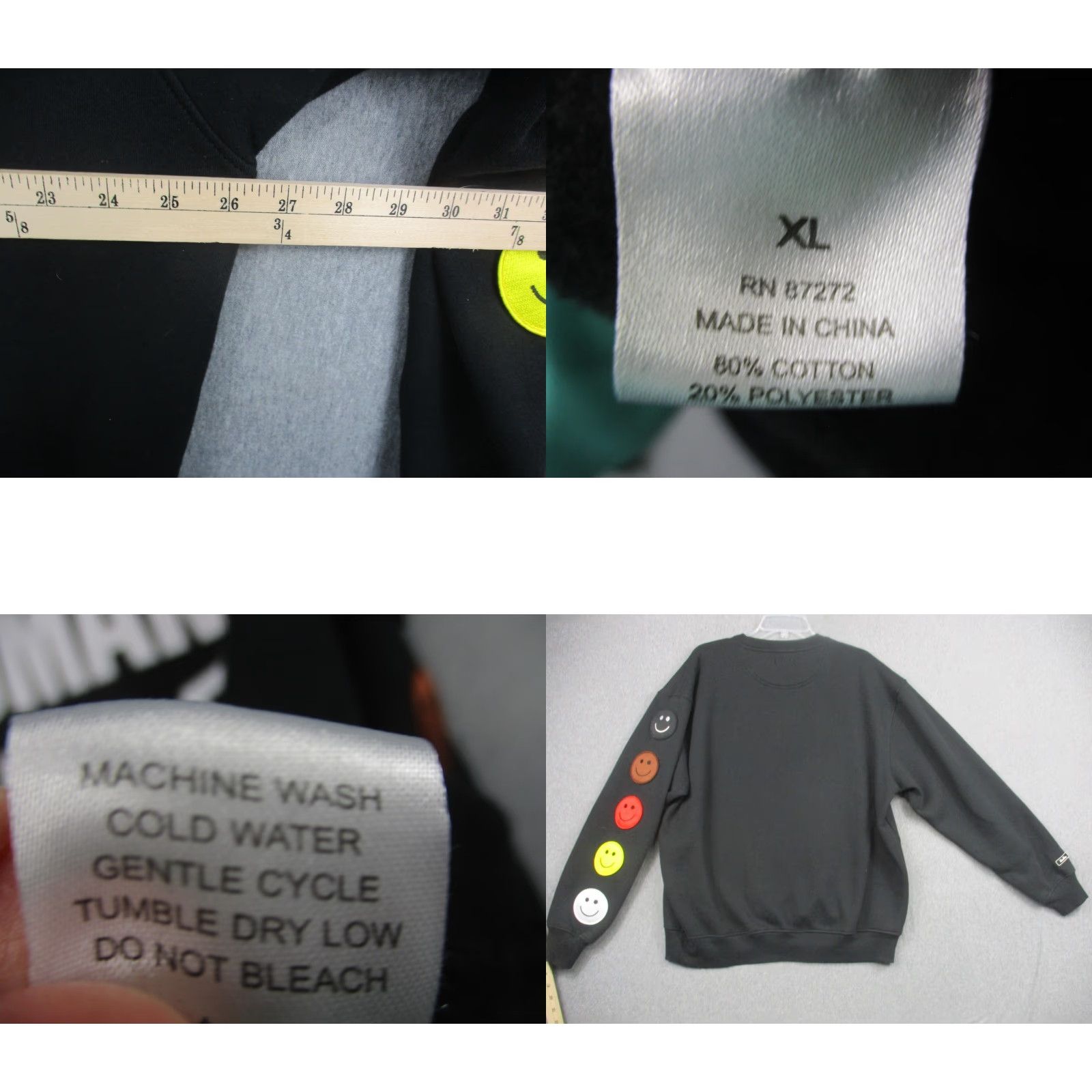 Vintage Blacktag Sweatshirt Men 2XL Black Graphic Print Human Race Smiley Patch Crewneck Pullover Size US XXL / EU 58 / 5 - 8 Thumbnail