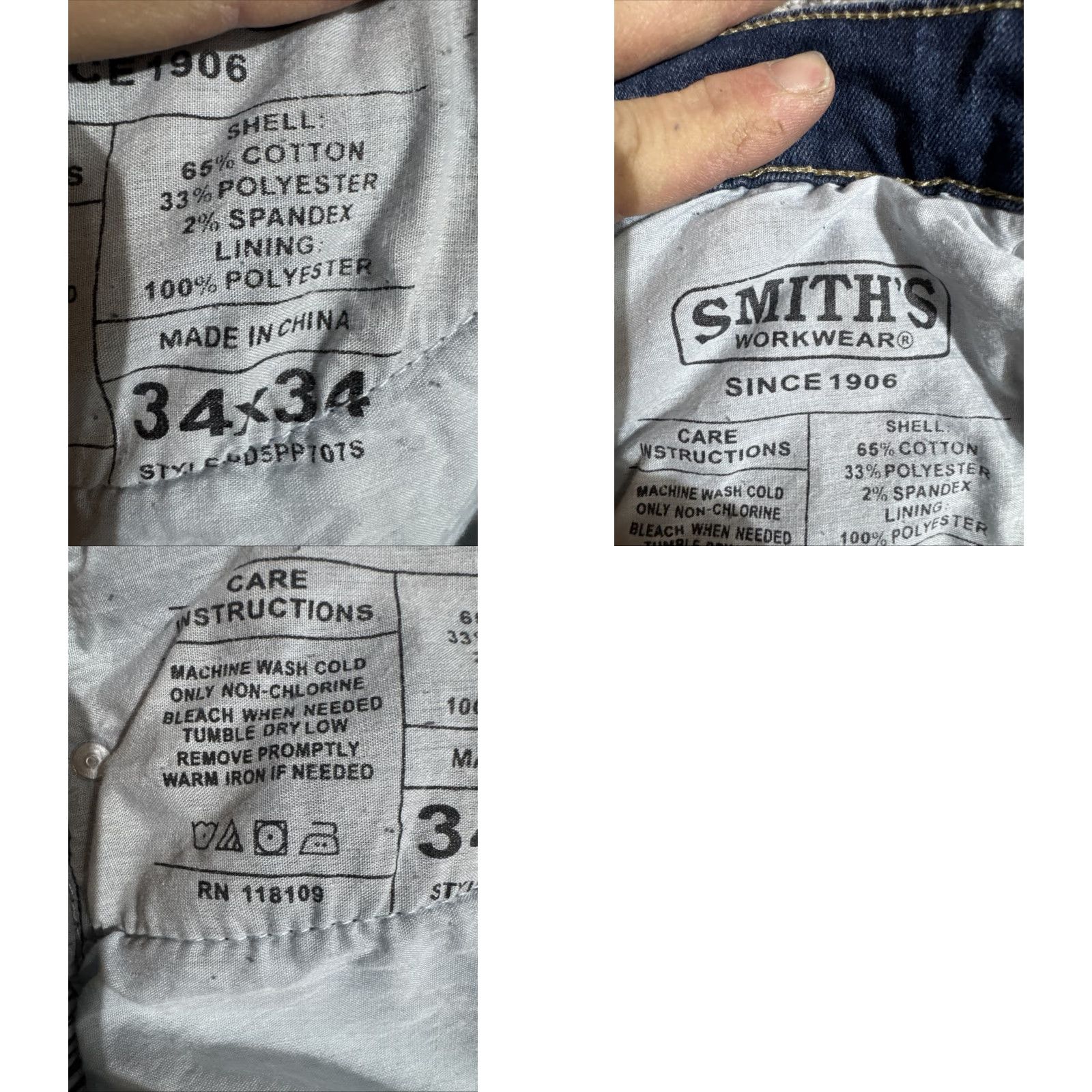 Vintage VINTAGE Smiths Workwear Jeans Men Size 34x34 Straight Fit Streetwear 90s Revival Blue Cotton Polyester Spandex 5-Pocket Mens Size US 34 / EU 50 - 9 Thumbnail
