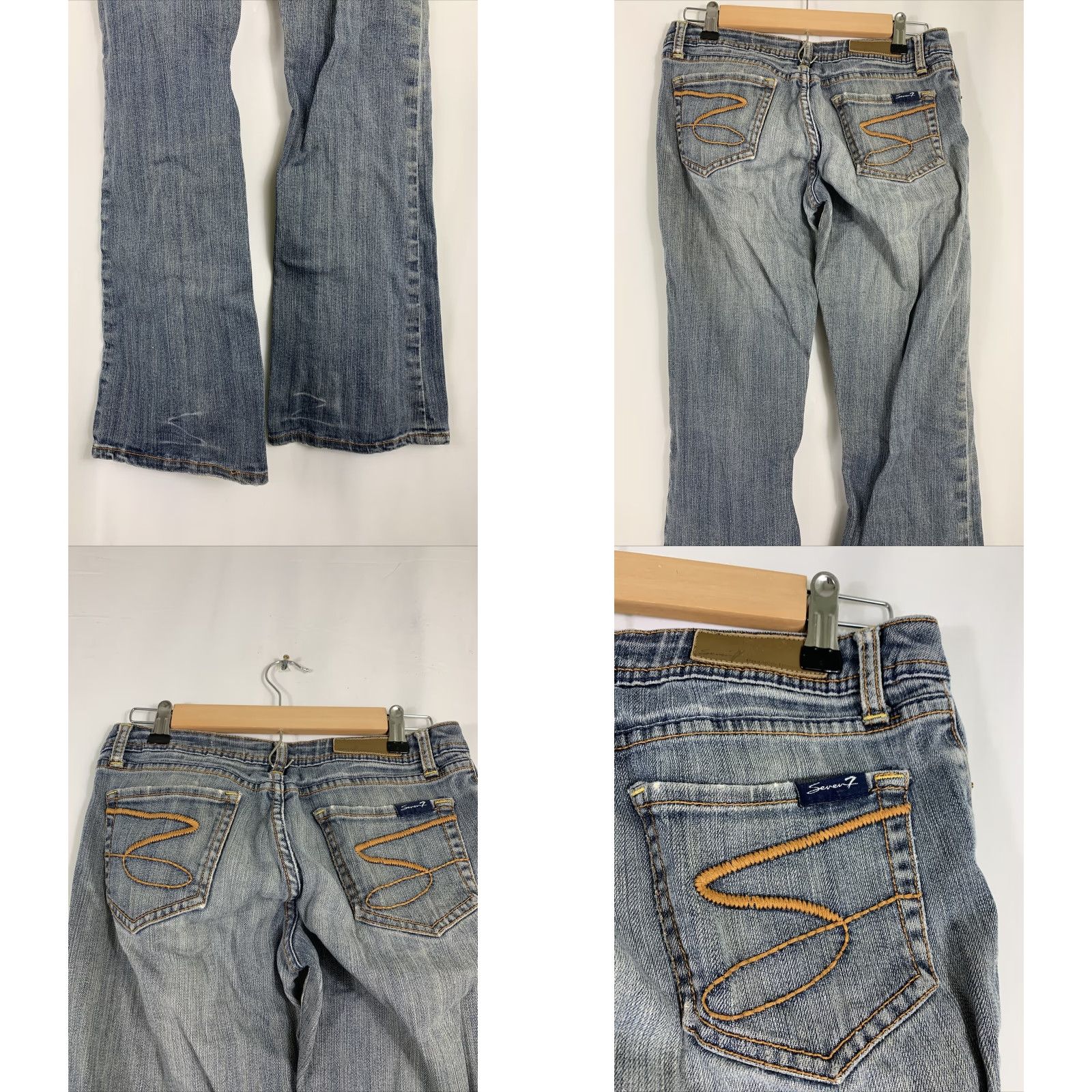 Vintage Seven7 Womens Size 30 Light Wash Flare Low Rise Jeans 33 Inseam Denim Blue Shirts? Size 30" / US 8 / IT 44 - 8 Thumbnail