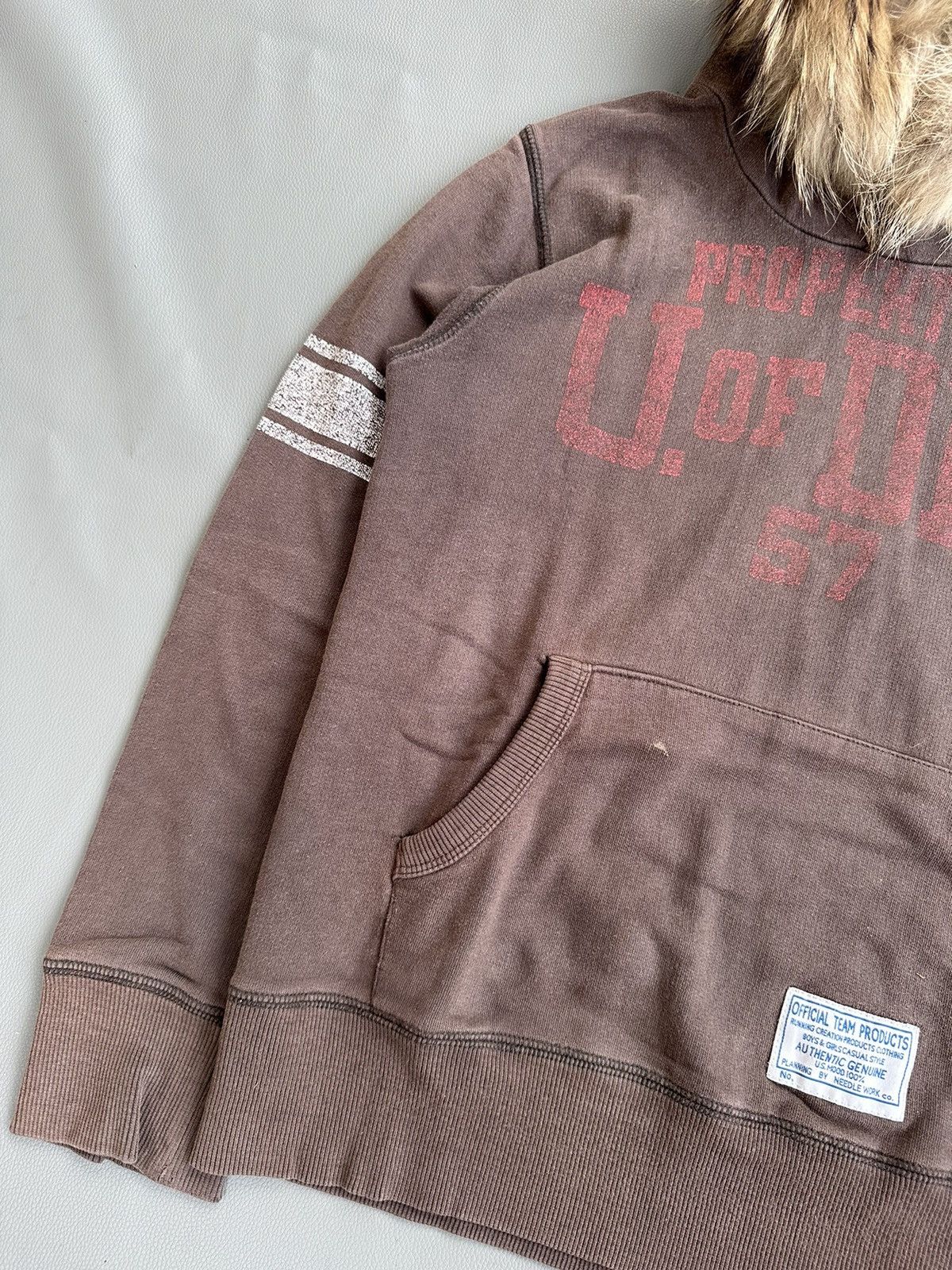 Japanese Brand × Vintage OFFICIAL TEAM 150 NUMBER 57 DISTRESSED FADED FUR HOODIE Size US S / EU 44-46 / 1 - 4 Thumbnail