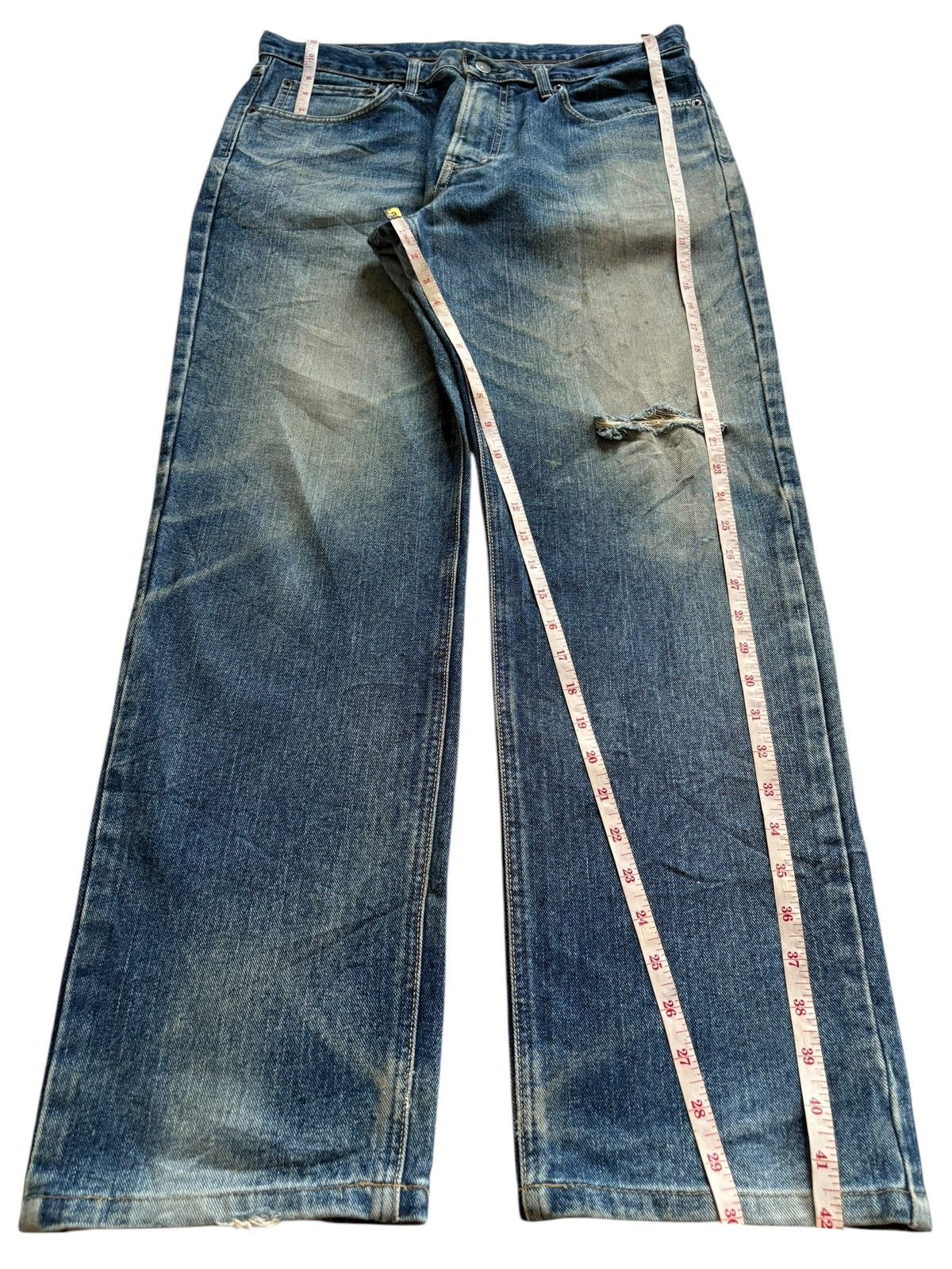 Edwin Vintage Edwin Mud Wash Distressed Ripped Loose Jeans Size US 34 / EU 50 - 13 Thumbnail