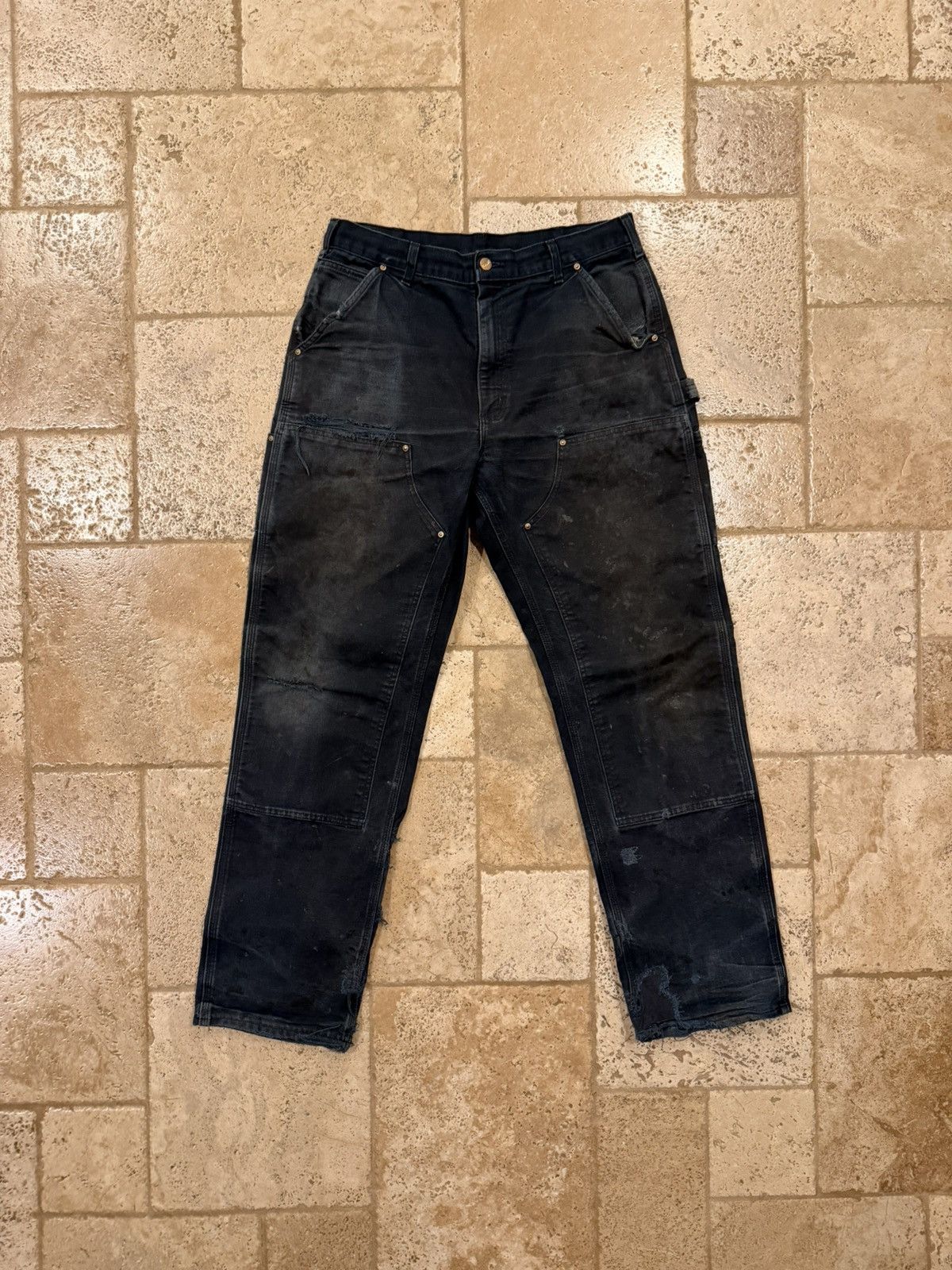 Carhartt Vintage Carhartt Carpenter Double Knees Distress Black Pants Size US 34 / EU 50 - 12 Thumbnail