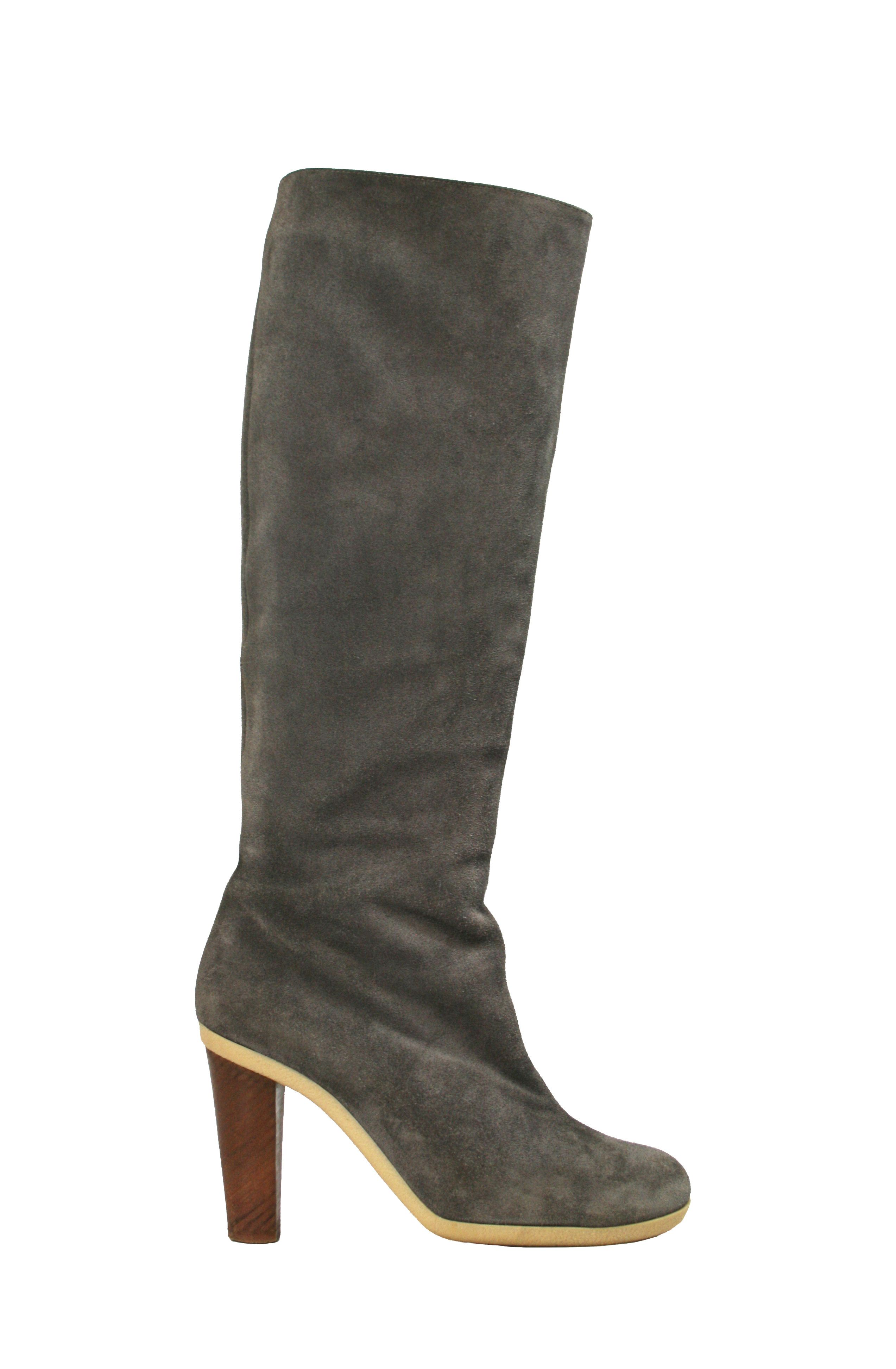 Jil Sander 2008 Raf Simons Era Knee High Suede Boots Vintage Size US 8 / IT 38 - 2 Thumbnail