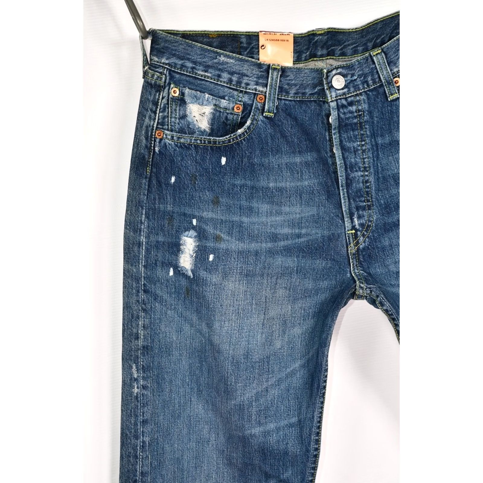 Levi's VINTAGE Levi’s 501 Jeans Mens Distressed Denim 33x32 Blue Cotton 5-Pocket Straight Retro Shirt Size US 33 - 4 Thumbnail