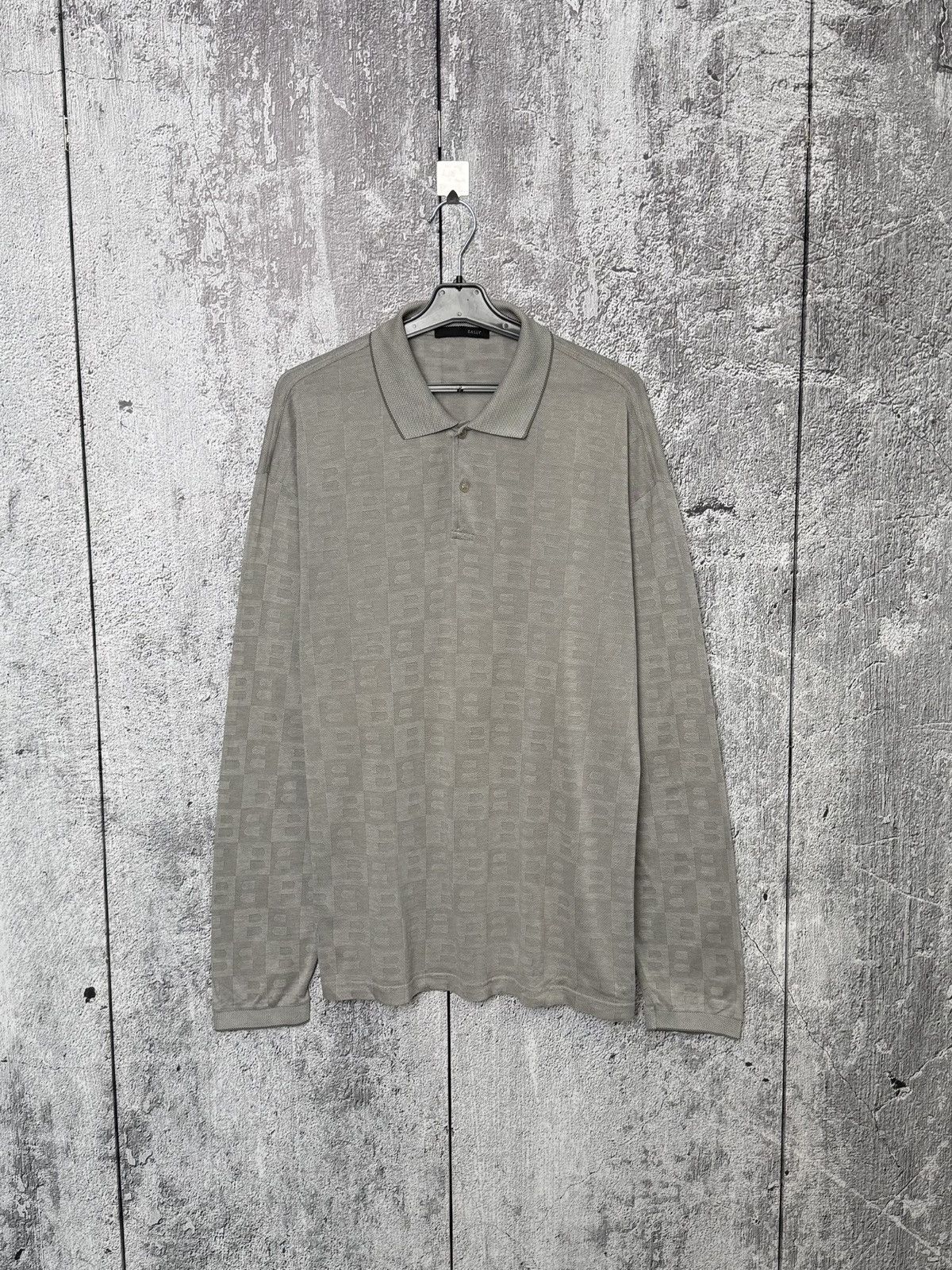 Bally Bally Monogram Long Sleeve Polo Shirt Gray Cotton Italy Size US XL / EU 56 / 4 - 1 Thumbnail