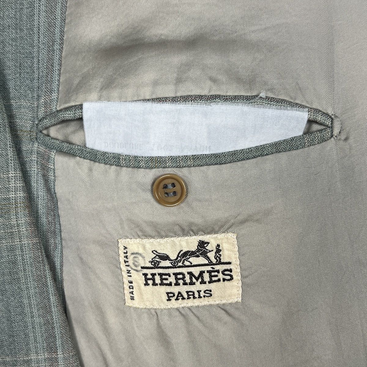 Hermes Vintage Hermès Paris Plaid Double Breasted Laine Blazer M L Size 50S - 11 Thumbnail