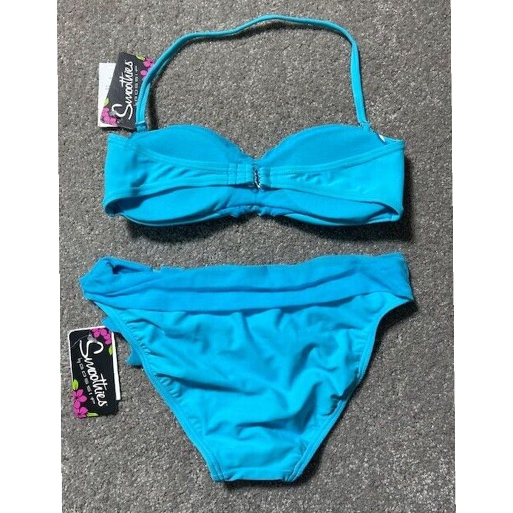 Vintage Smoothies Bikini 2 Piece Swimwear S Halter Padded Classic Pool Beach Tropical Beach Womens Bikini Set Halter Bandeau Nylon Spandex Size ONE SIZE - 2 Thumbnail