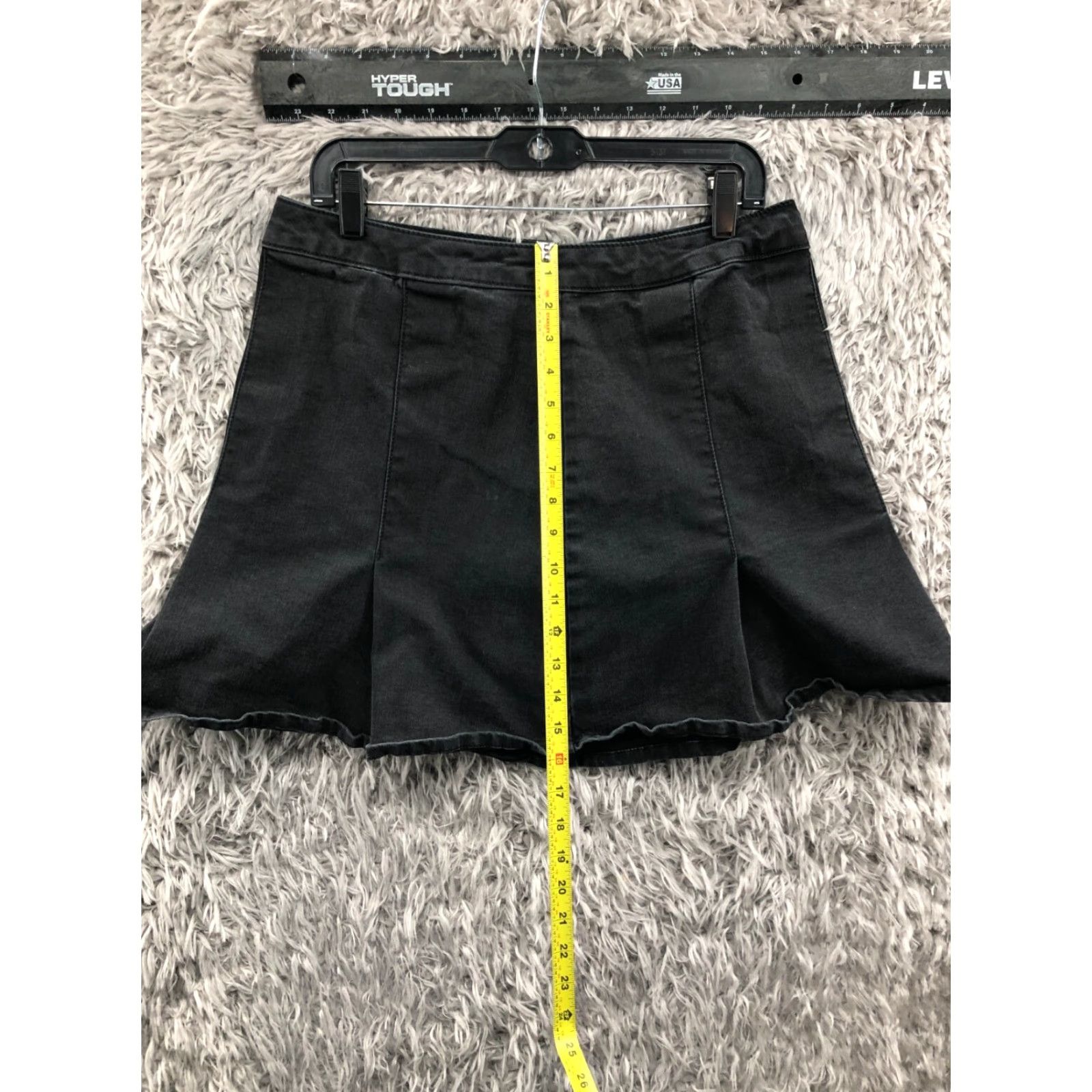 Vintage SO High Rise Tennis Skirt Juniors Size 15 Black Denim Dark Wash Flared Zip Size 36" / US 14 / IT 50 - 3 Thumbnail