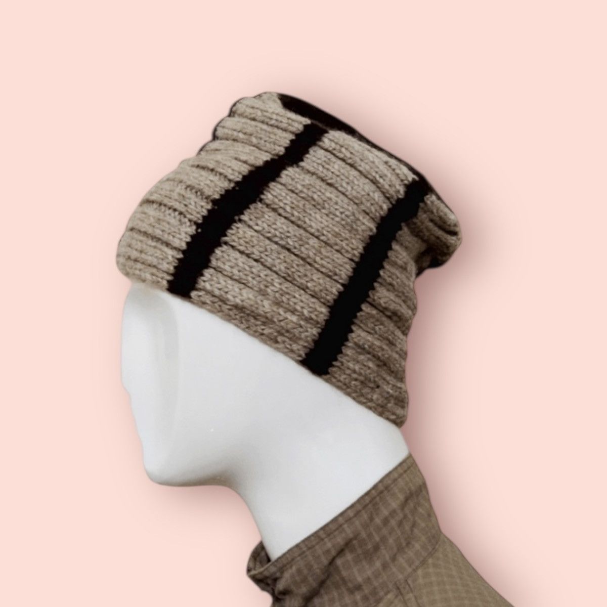 Japanese Brand VERSATILE ROLLED KNITTED WOOL BEANIE HAT Size ONE SIZE - 1 Thumbnail