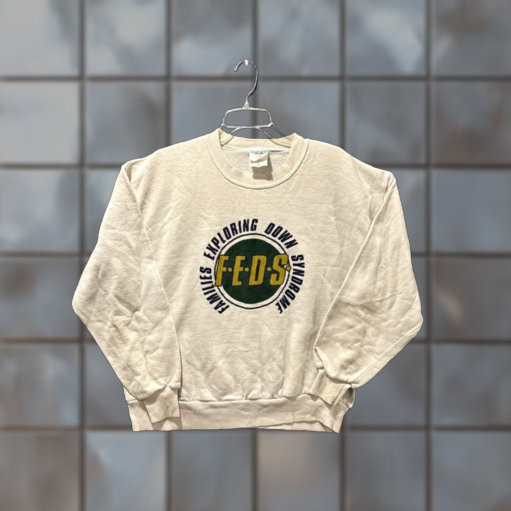 Jerzees VINTAGE 90s JERZEES Sweatshirt Unisex Adults XL White Stained Crewneck HTF Size ONE SIZE - 1 Thumbnail