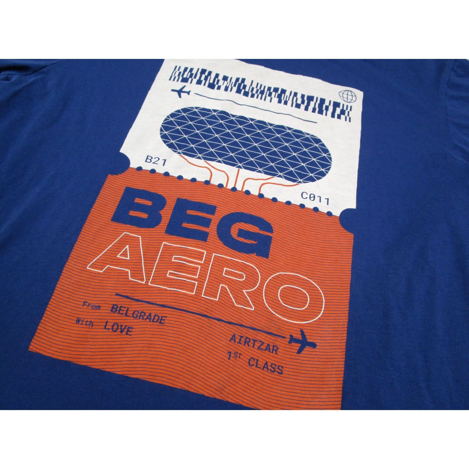 Vintage Dechkotzar Shirt Mens Large Blue BEG AERO Belgrade Airplane Graphic Tee Travel Size US L / EU 52-54 / 3 - 2 Thumbnail