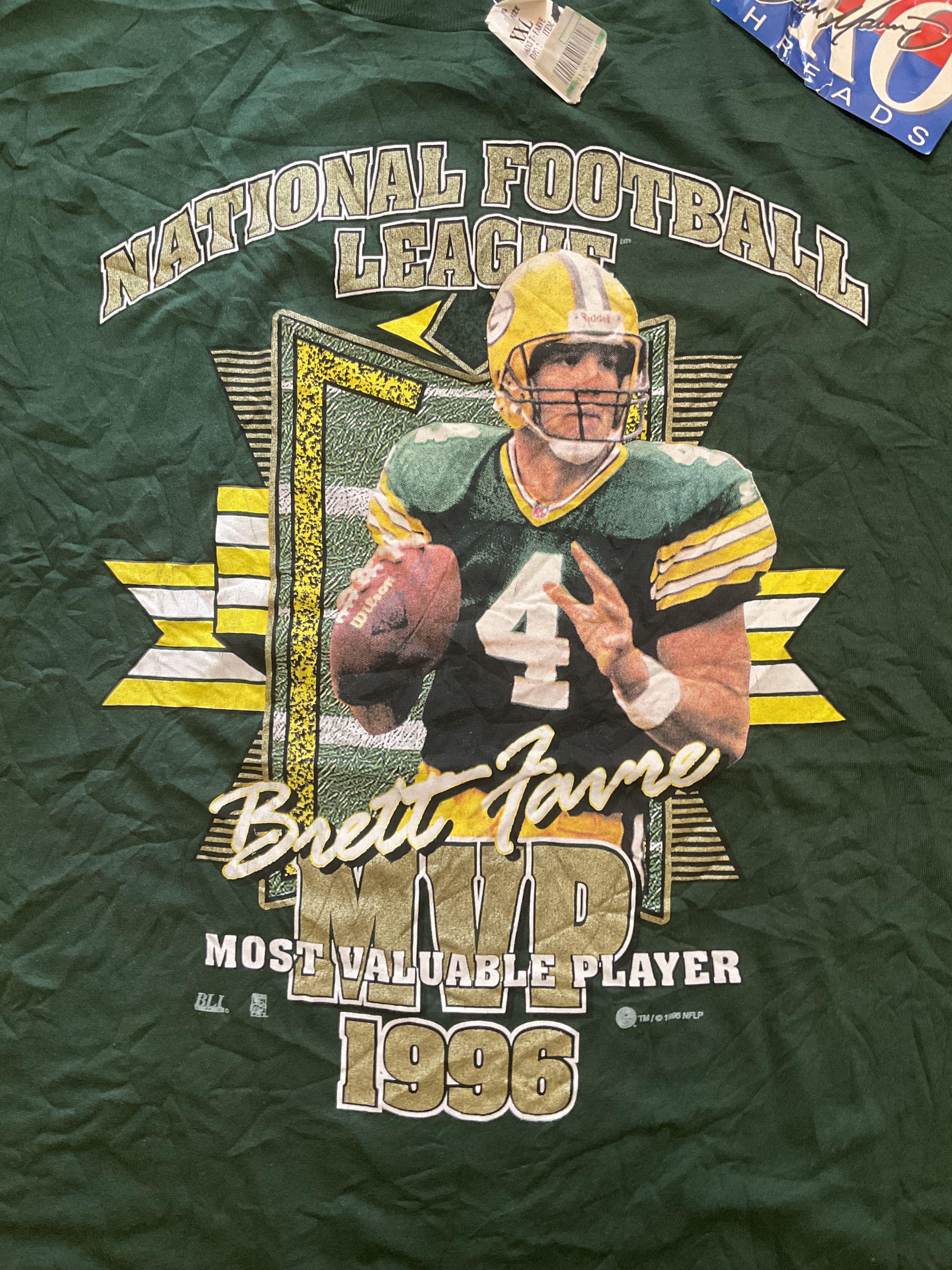 NFL Vintage 1996 MVP Brett Favre NFL Green Bay Packers T-Shirt Size US XXL / EU 58 / 5 - 3 Thumbnail