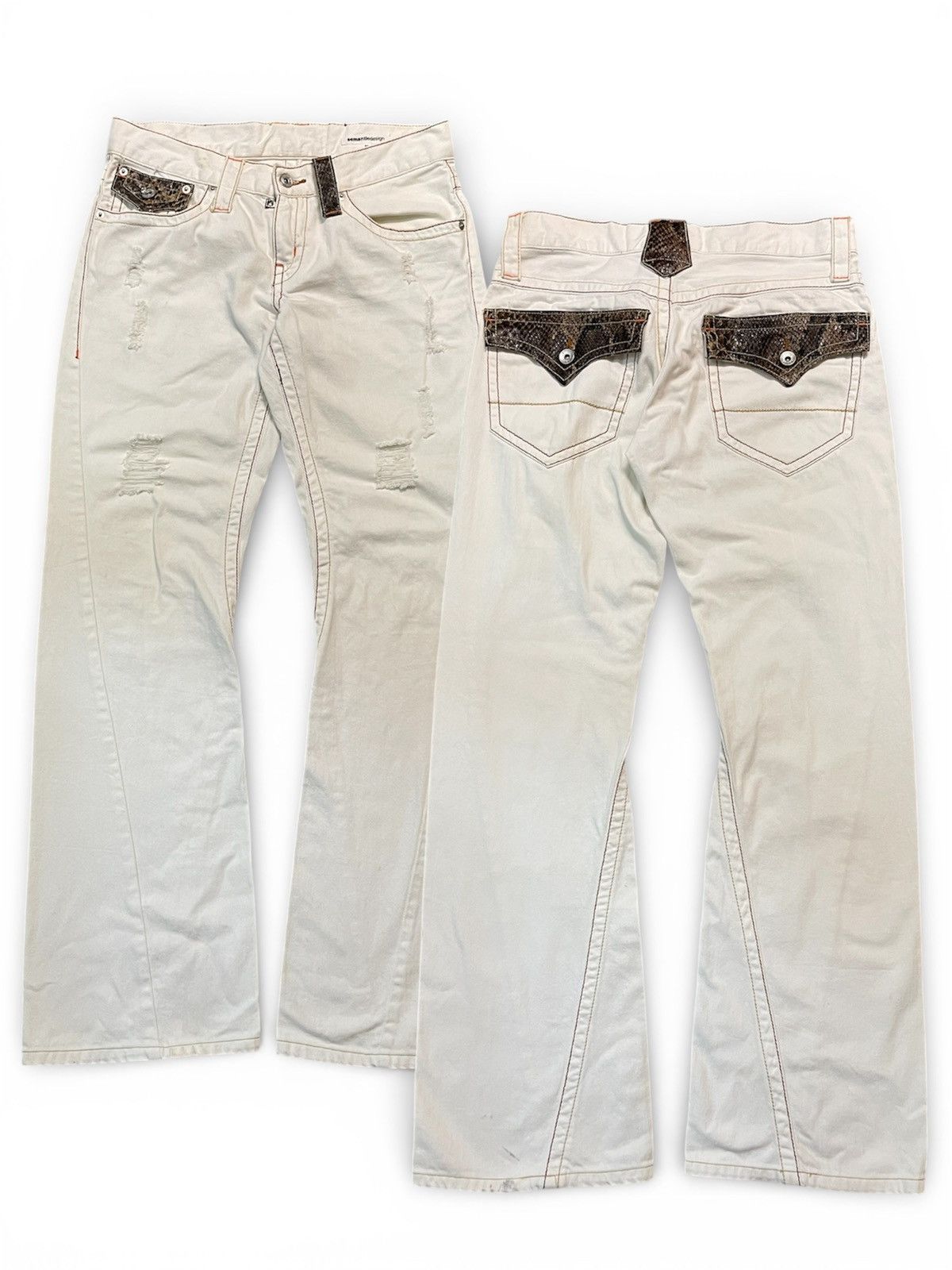 semanticdesign Semantic Design Spiral Flared Snakeskin Pocket Jean Size US 29 - 1 Thumbnail