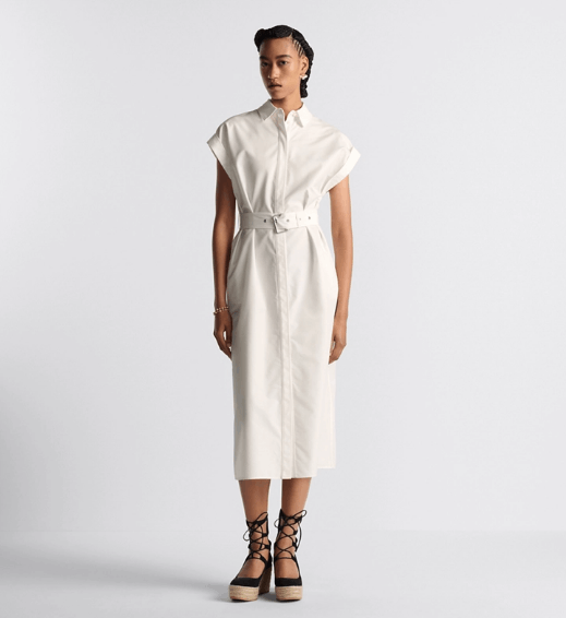 Dior o1w1db10925 441R68 Mid-Length Shirt Midi Dress in Ecru Size XS / US 0-2 / IT 36-38 - 4 Thumbnail