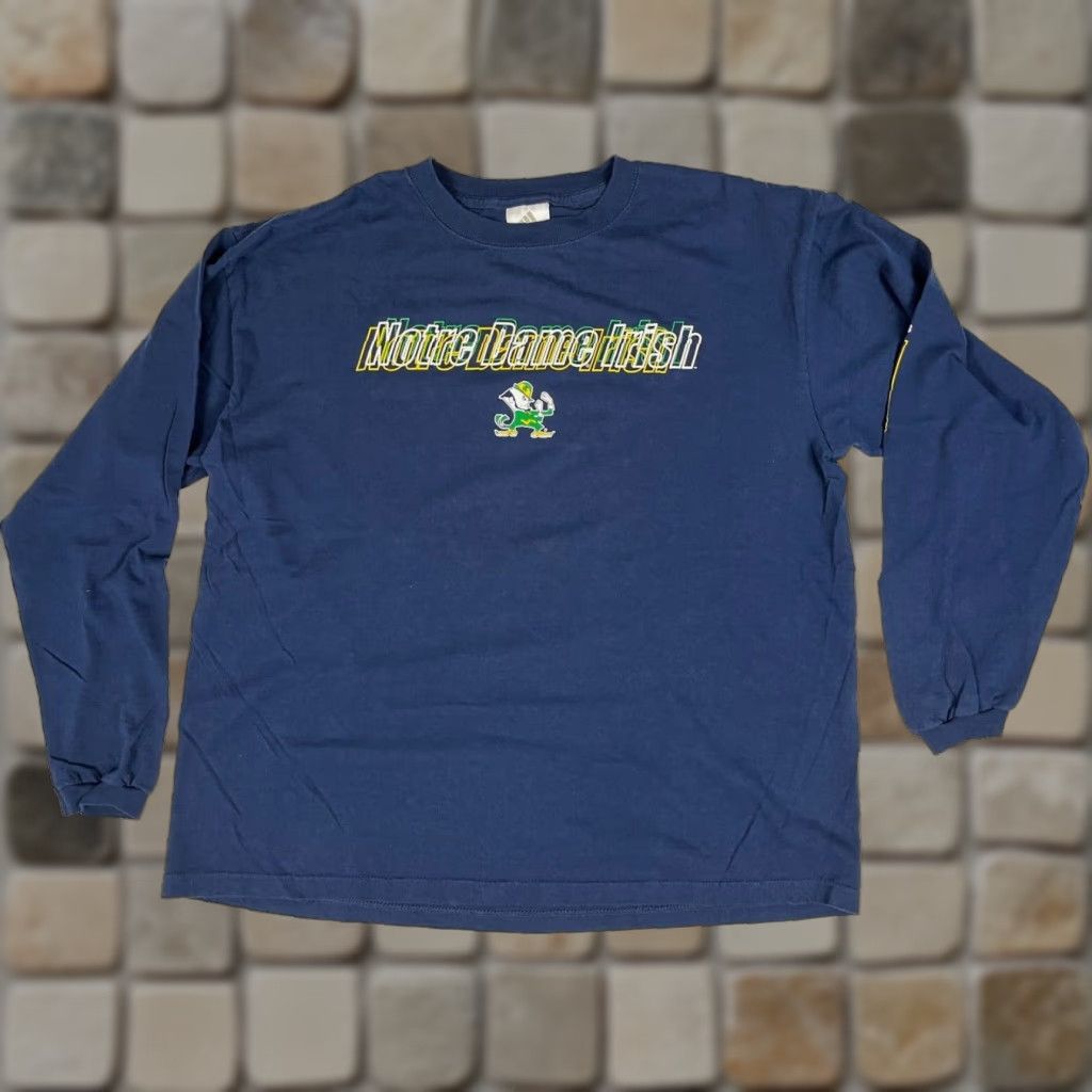Adidas VINTAGE Adidas Notre Dame Fighting Irish Long Sleeve T-Shirt Mens Size L Blue Cotton Logo 2000s Football Size US L / EU 52-54 / 3 - 1 Thumbnail