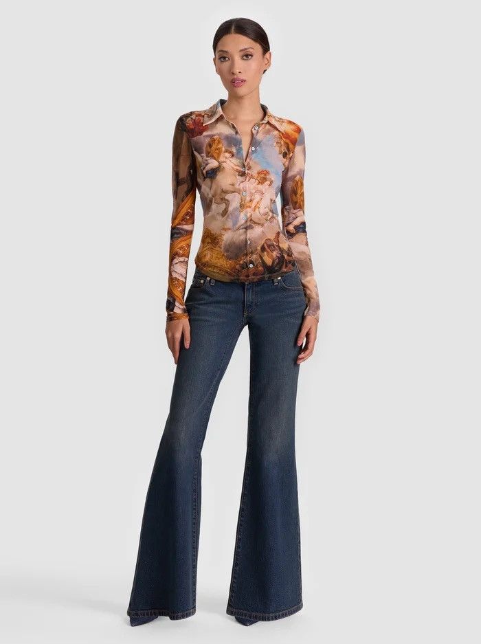 Alice & Olivia Jade Mesh button down top