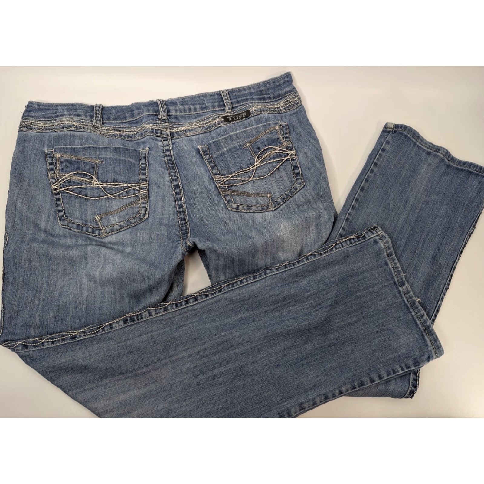 Vintage Cowgirl Tuff Jeans 36X33 Bootcut 5-Pocket Denim Blue Embroidered Rhinestone Pockets Regular Womens Cowgirl Tuff EU Size 25" / US 0 / IT 36 - 2 Thumbnail