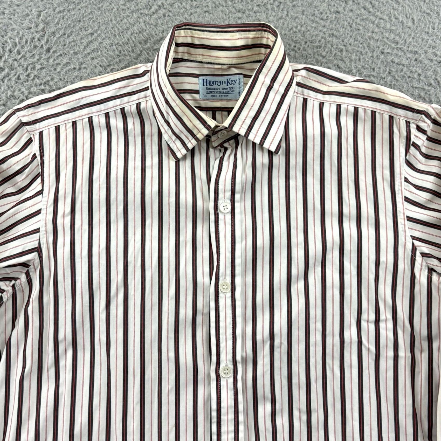 Vintage VINTAGE Hilditch & Key Shirt Mens Medium White Striped Button Down French Cuff Preppy Size US L / EU 52-54 / 3 - 3 Thumbnail