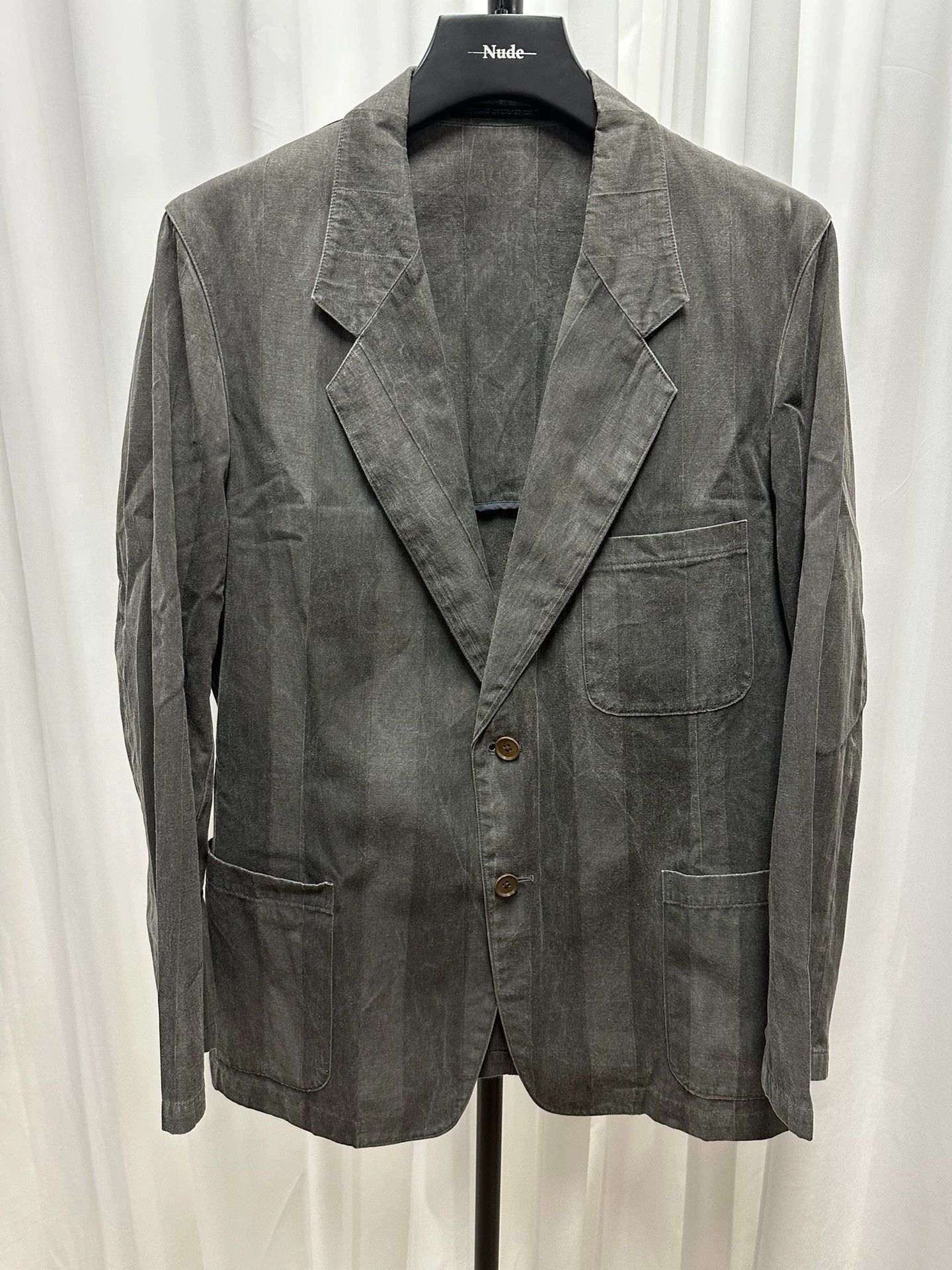Yohji Yamamoto Yohji Yamamoto y's Red Label Washed Gray Striped Suit 2 Size US M / EU 48-50 / 2 - 1 Thumbnail