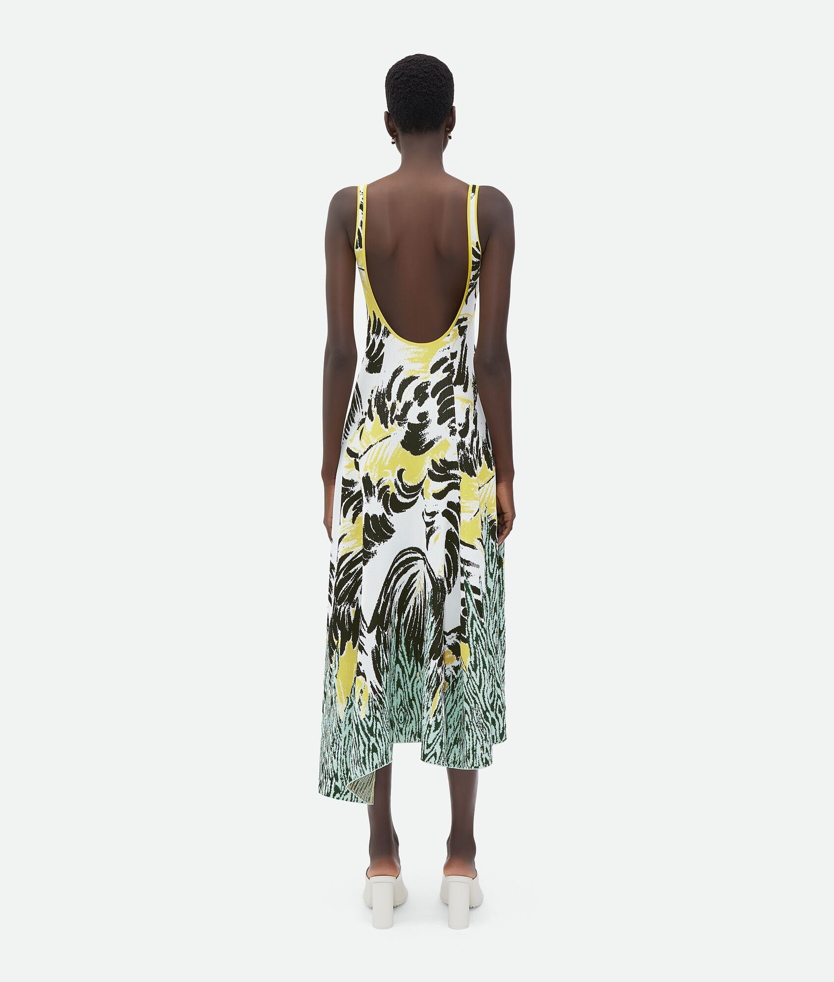 Bottega Veneta o1bcso1str0225 Graphic Viscose Asymmetric Midi Dress Size S / US 4 / IT 40 - 3 Thumbnail