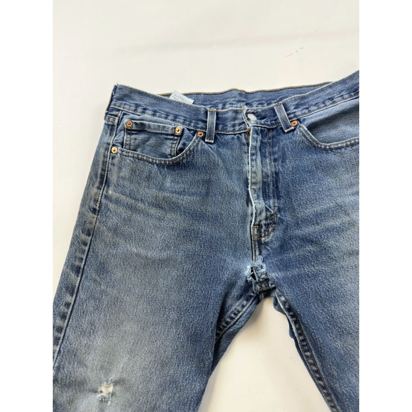 Vintage VINTAGE Levis 505 Jeans Men’s Size 32x29 Blue Denim Cotton Zip Straight Regular 34x32 Inseam 29 Men Size US 32 / EU 48 - 3 Thumbnail