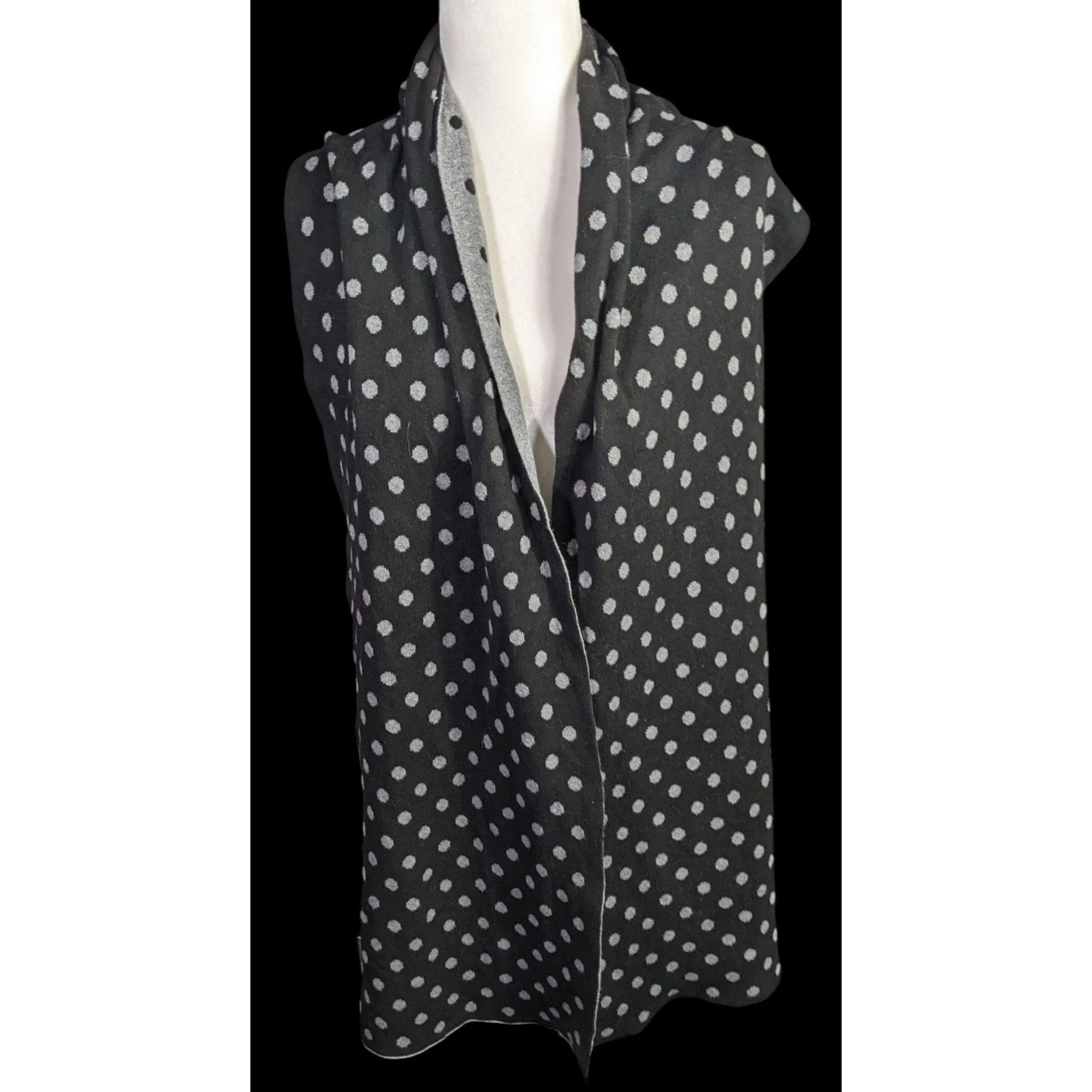 Other Darzzi Reversible Polka Dot Scarf 84"x15" Black & Gray Knit Size ONE SIZE - 3 Thumbnail