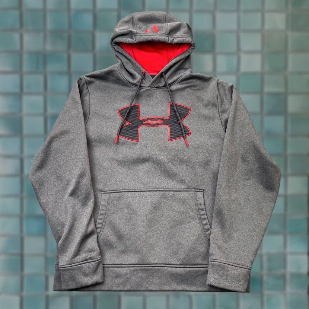 Under Armour Under Armour Hoodie Mens Medium Gray Logo Coldgear Pocket Performance Pullover Size US M / EU 48-50 / 2 - 1 Thumbnail
