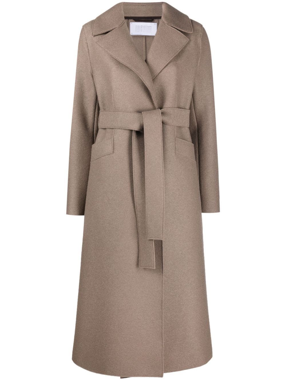 Harris Wharf London o1s22i1n1024 Pressed Wool Long Coat in Taupe Brown Size M / US 6-8 / IT 42-44 - 1 Thumbnail