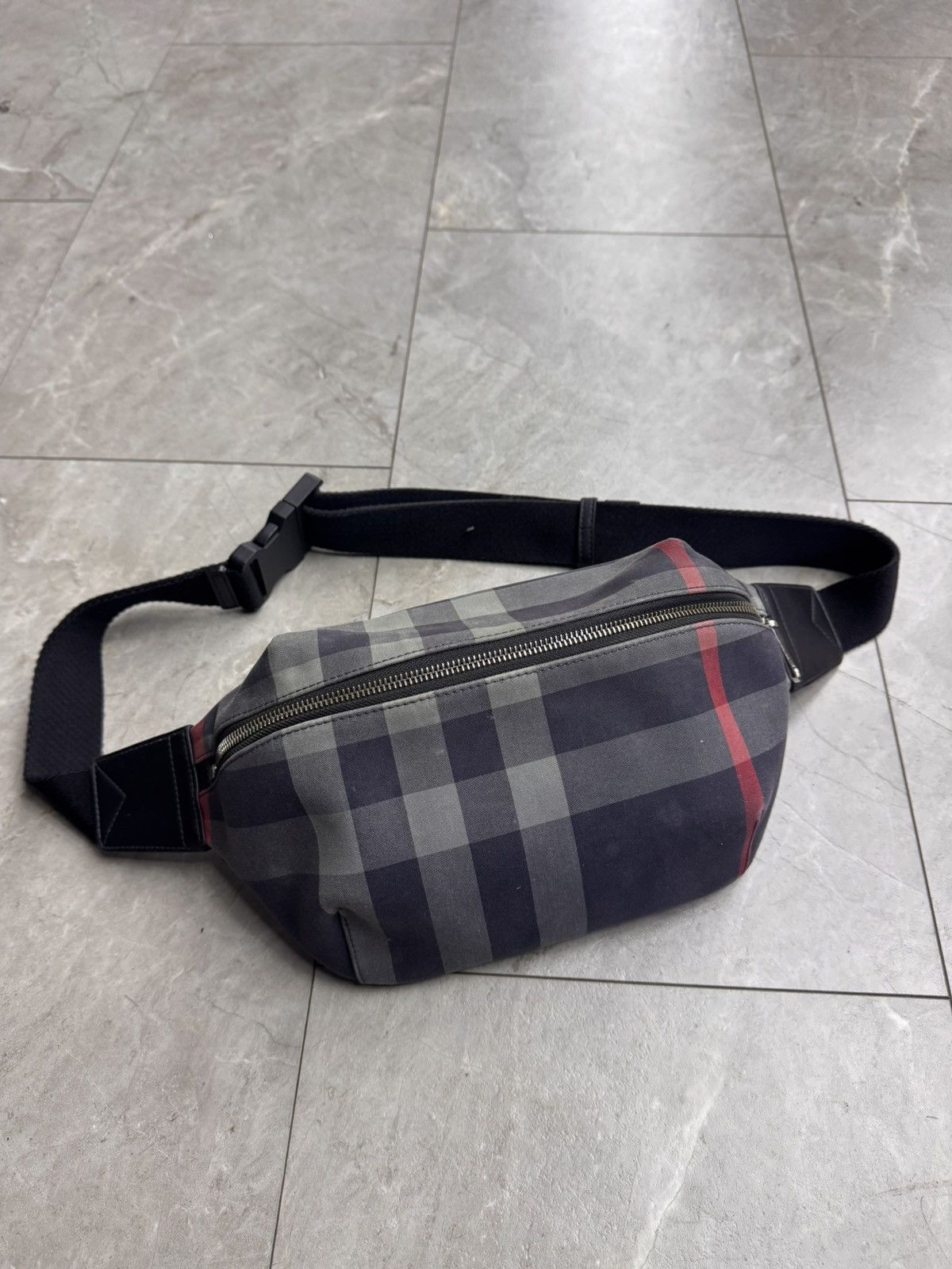 Burberry Burberry Sonny Belt Bag Navy Grey Canvas Bum Bag Size ONE SIZE - 1 Thumbnail