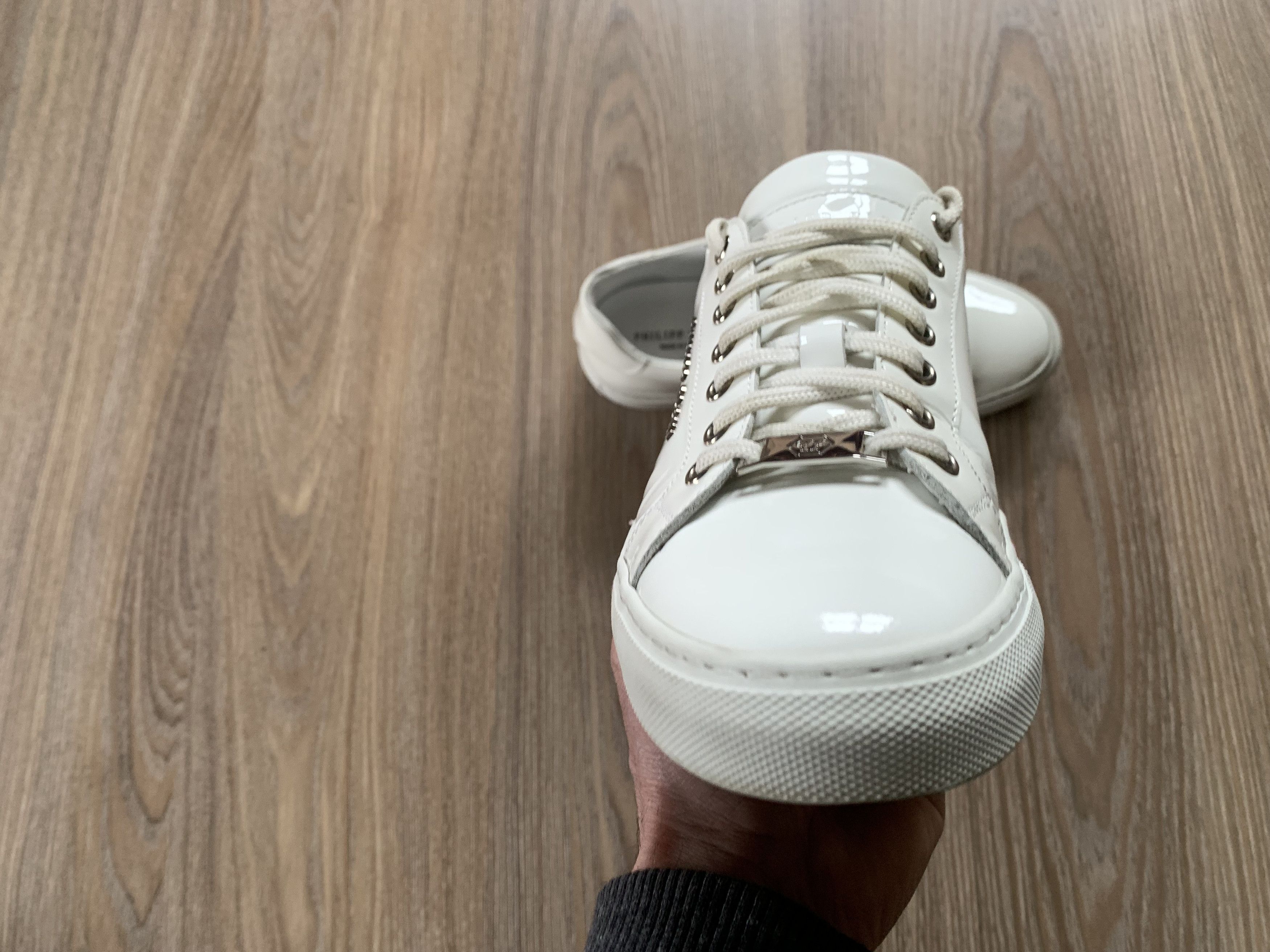 Philipp Plein Philipp Plein Patent White Leather Lo-Top Sneakers Size US 7.5 / EU 40-41 - 4 Thumbnail