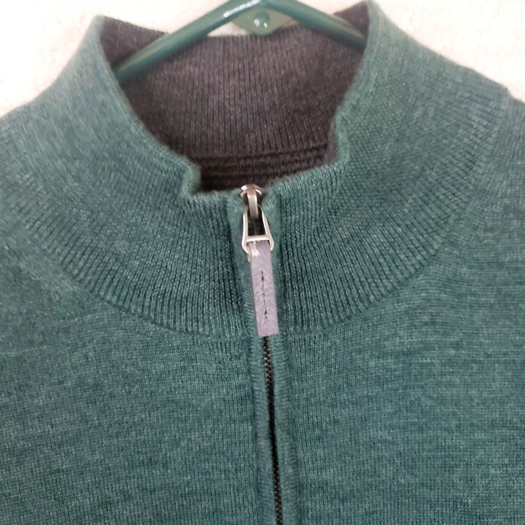 Nordstrom Nordstrom Men L Green 100% Italian Merino Wool 1/4 Zip Collared Sweater Shirt/ Sweater? Size US L / EU 52-54 / 3 - 4 Thumbnail
