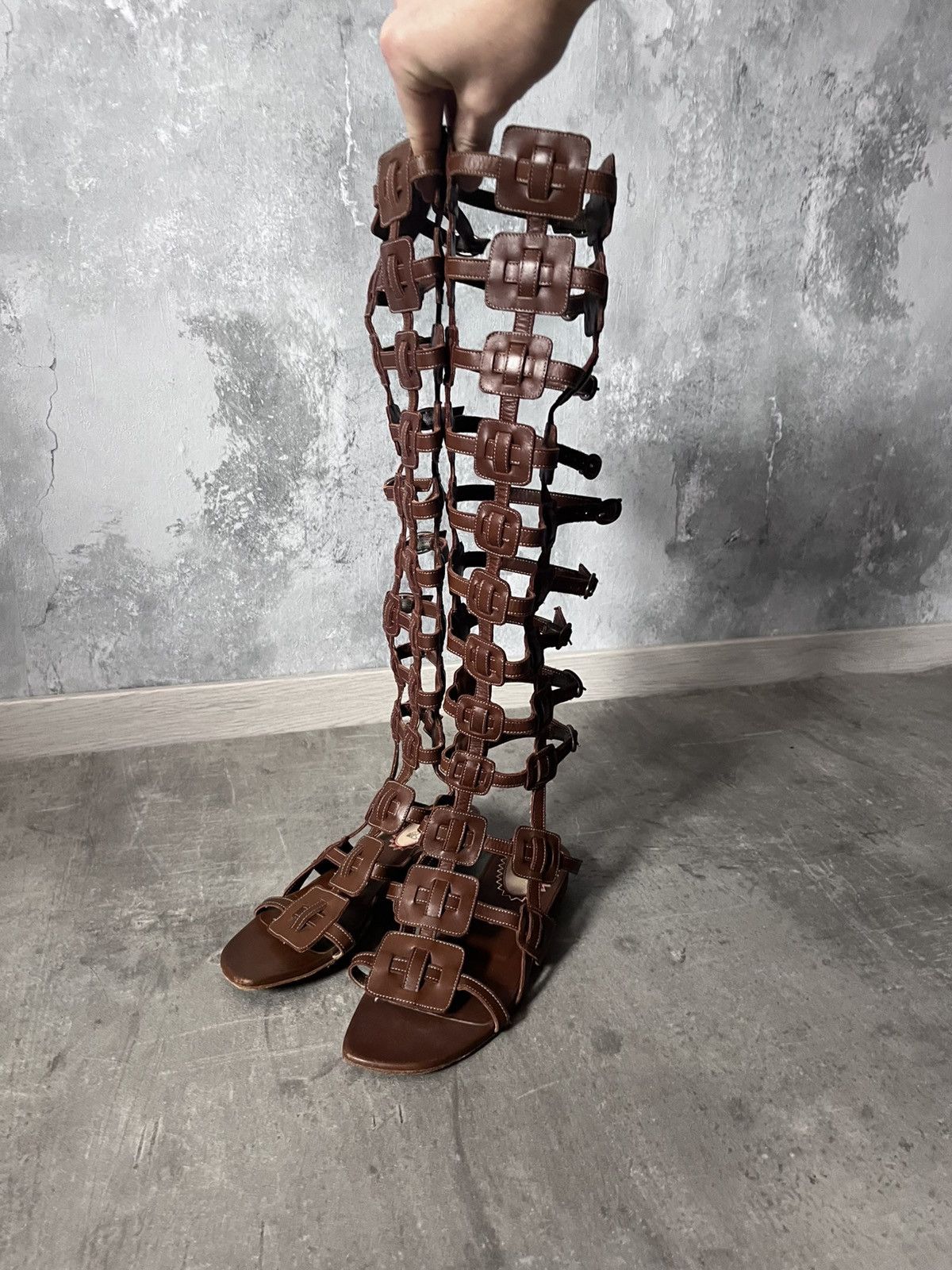 Christian Louboutin Christian Louboutin Gladiator Sandals brown leather Size US 7.5 / IT 37.5 - 1 Thumbnail
