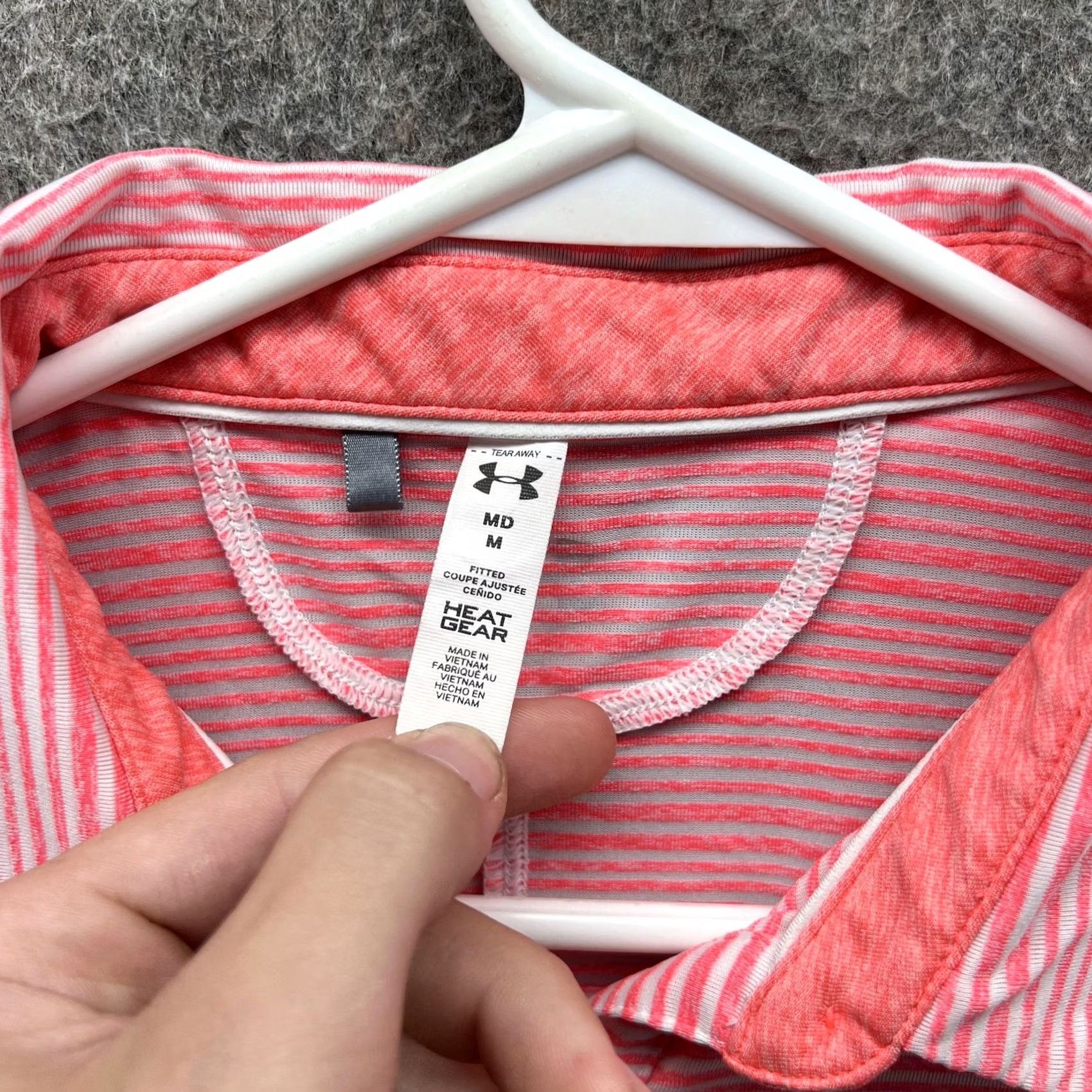 Under Armour Under Armour Polo Shirt Womens M Pink Stripe HeatGear Golf Stretch Top Size M / US 6-8 / IT 42-44 - 6 Thumbnail