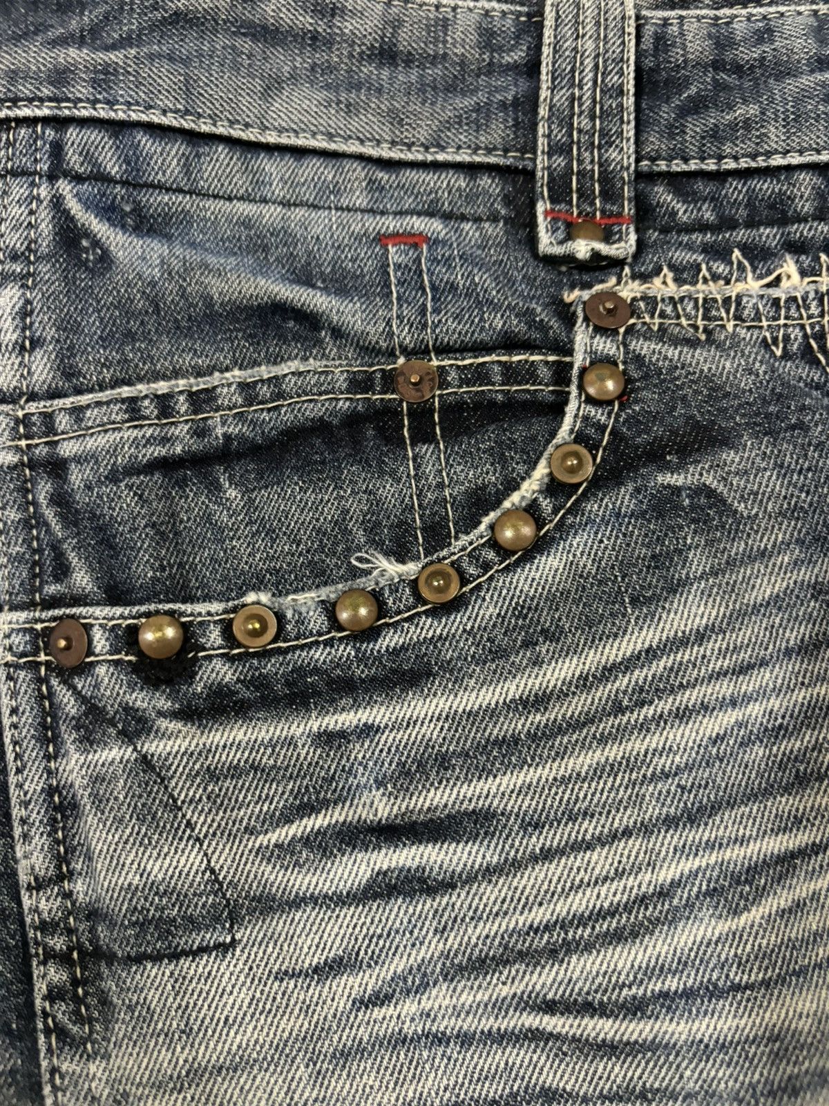 Hysteric Glamour Vintage Japanese Brand Bartack Studded Distressed Punk Jeans Size US 32 / EU 48 - 6 Thumbnail