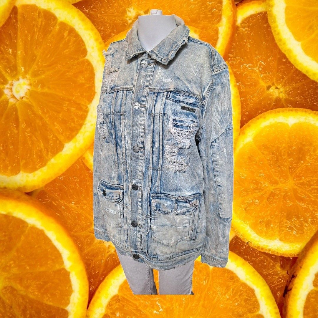 Other PREME Distressed Denim Trucker Jacket Rips Faded Blue Mens S Size US S / EU 44-46 / 1 - 1 Thumbnail