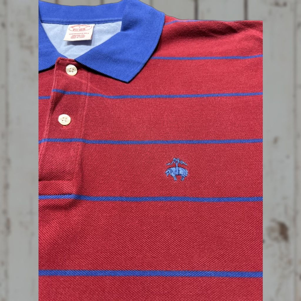 Brooks Brothers Brooks Brothers 1818 Polo Shirt Men Large Short Sleeve Striped Blue Red Multicolor Size US L / EU 52-54 / 3 - 1 Thumbnail